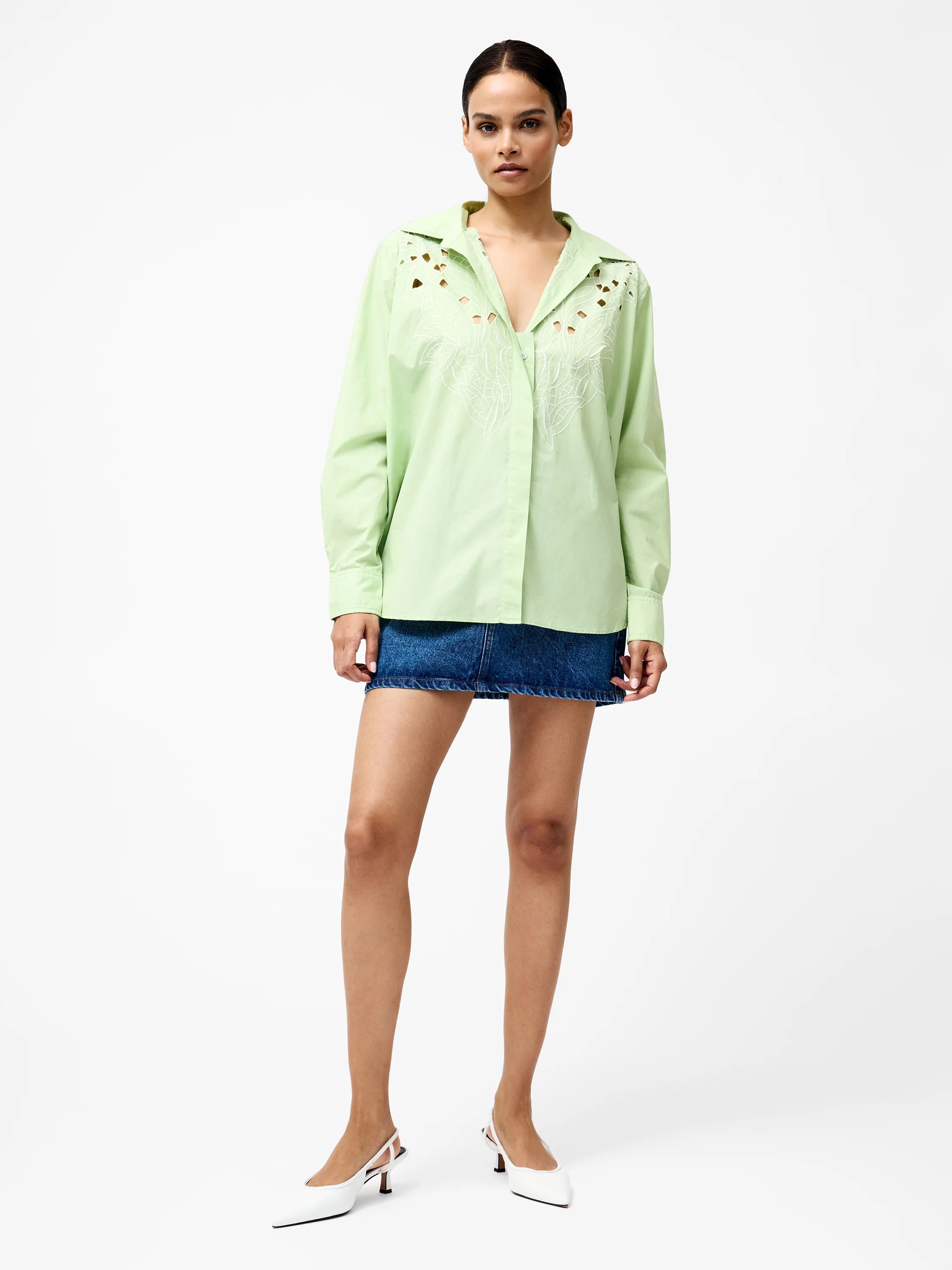 Cambria Cotton Long Sleeve Broderie Shirt - Image 3