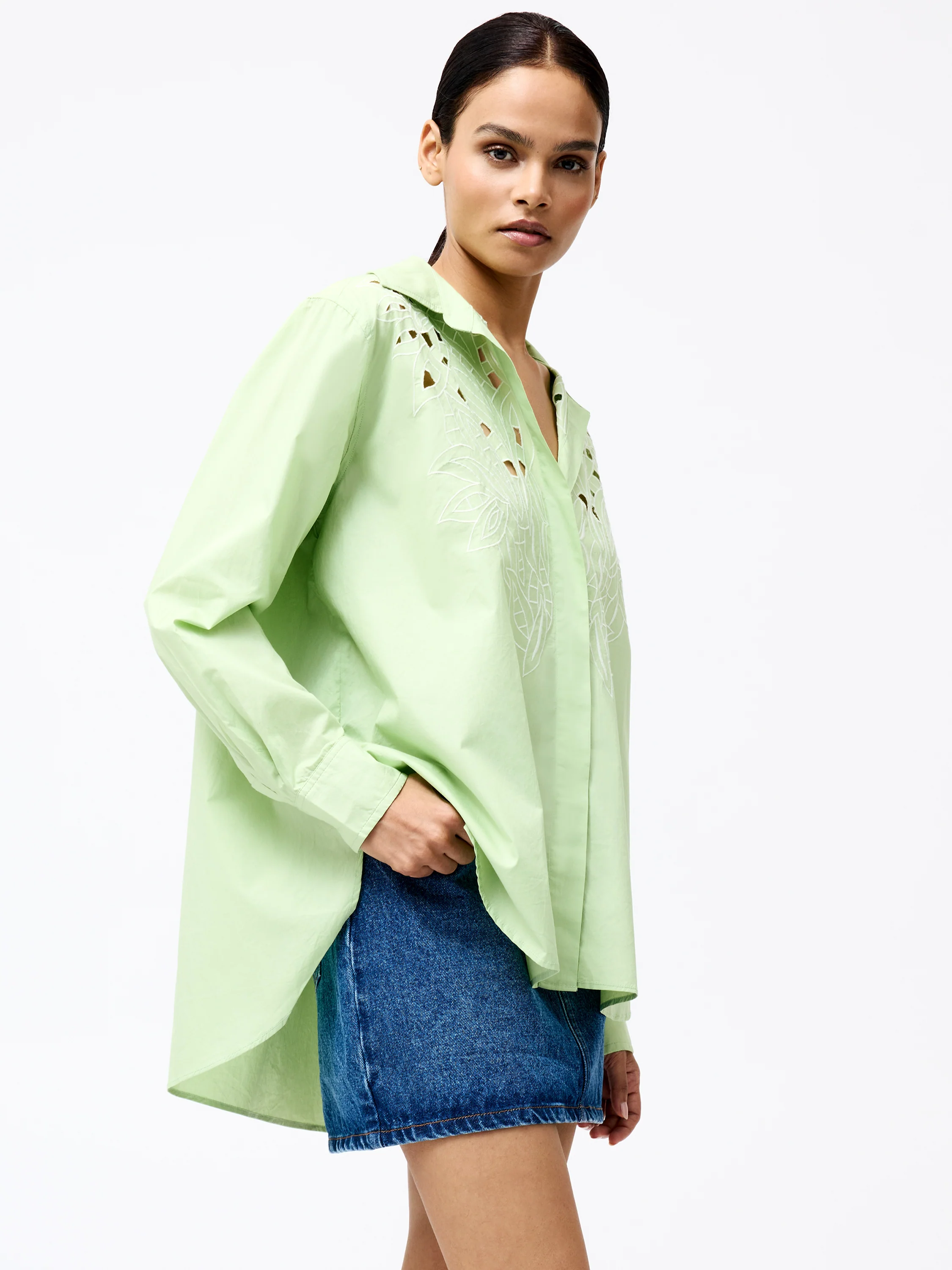 Cambria Cotton Long Sleeve Broderie Shirt - Image 4