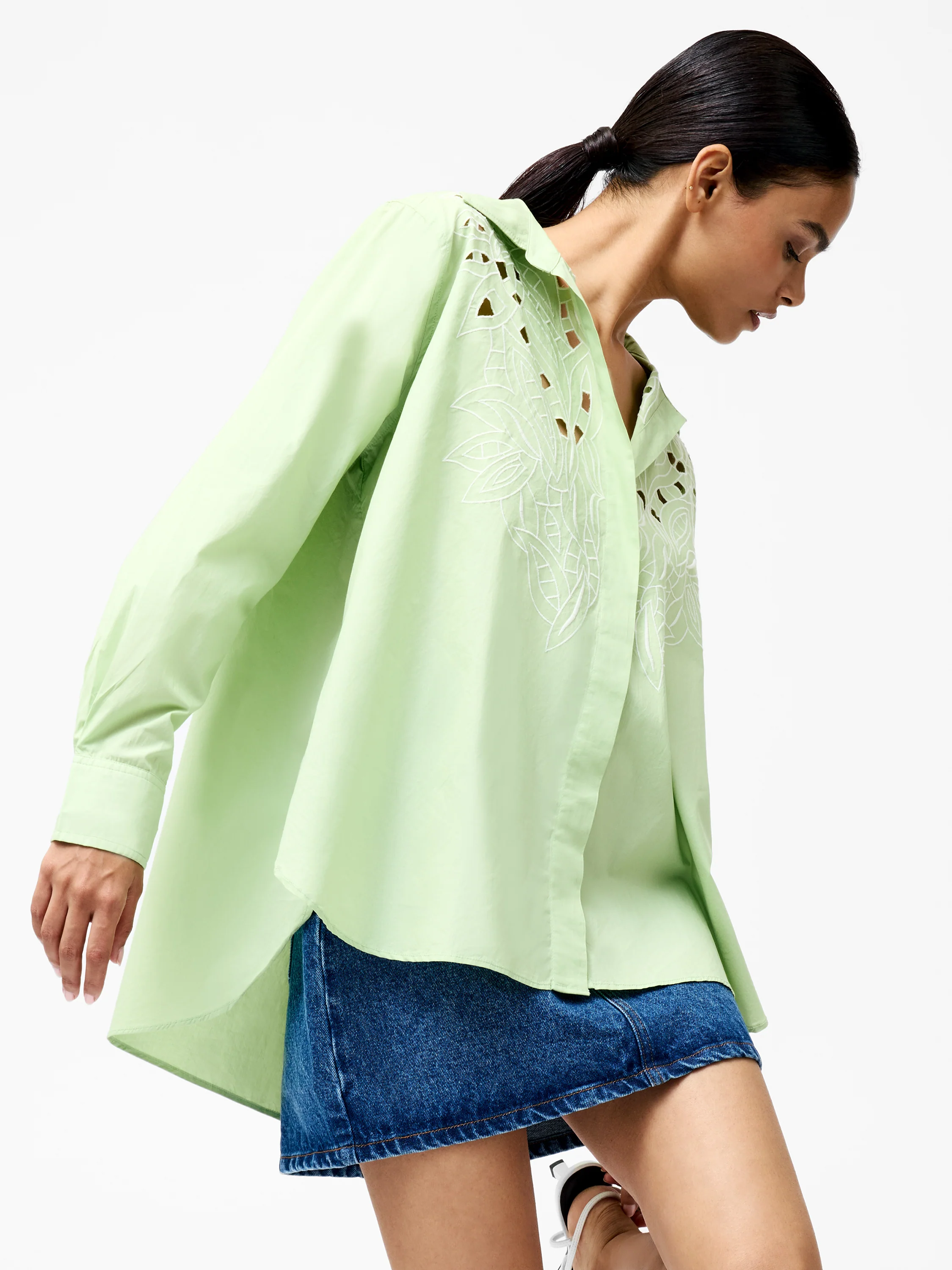 Cambria Cotton Long Sleeve Broderie Shirt - Image 5