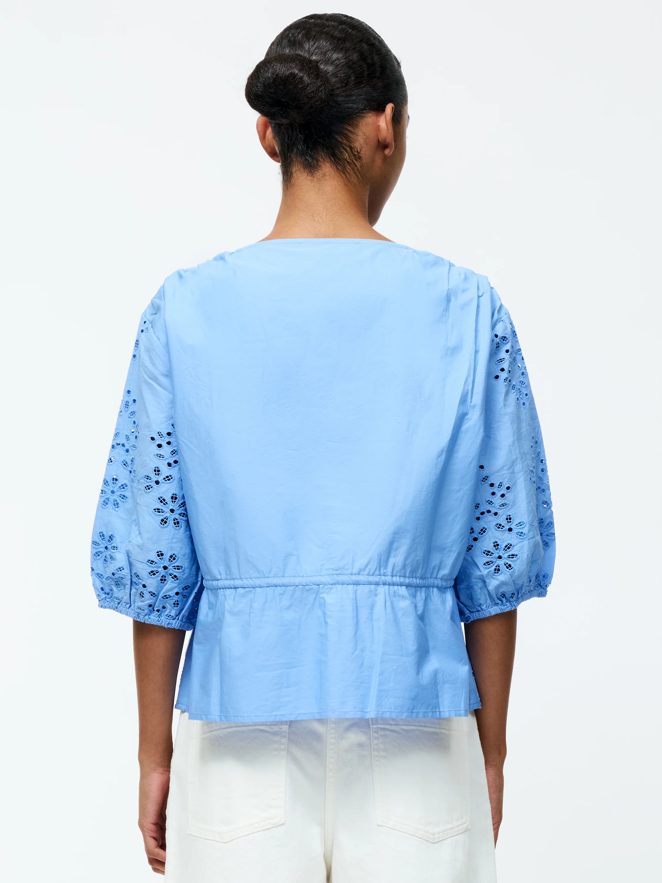 Cambria Cotton Puff Sleeve Broderie Top - Image 4