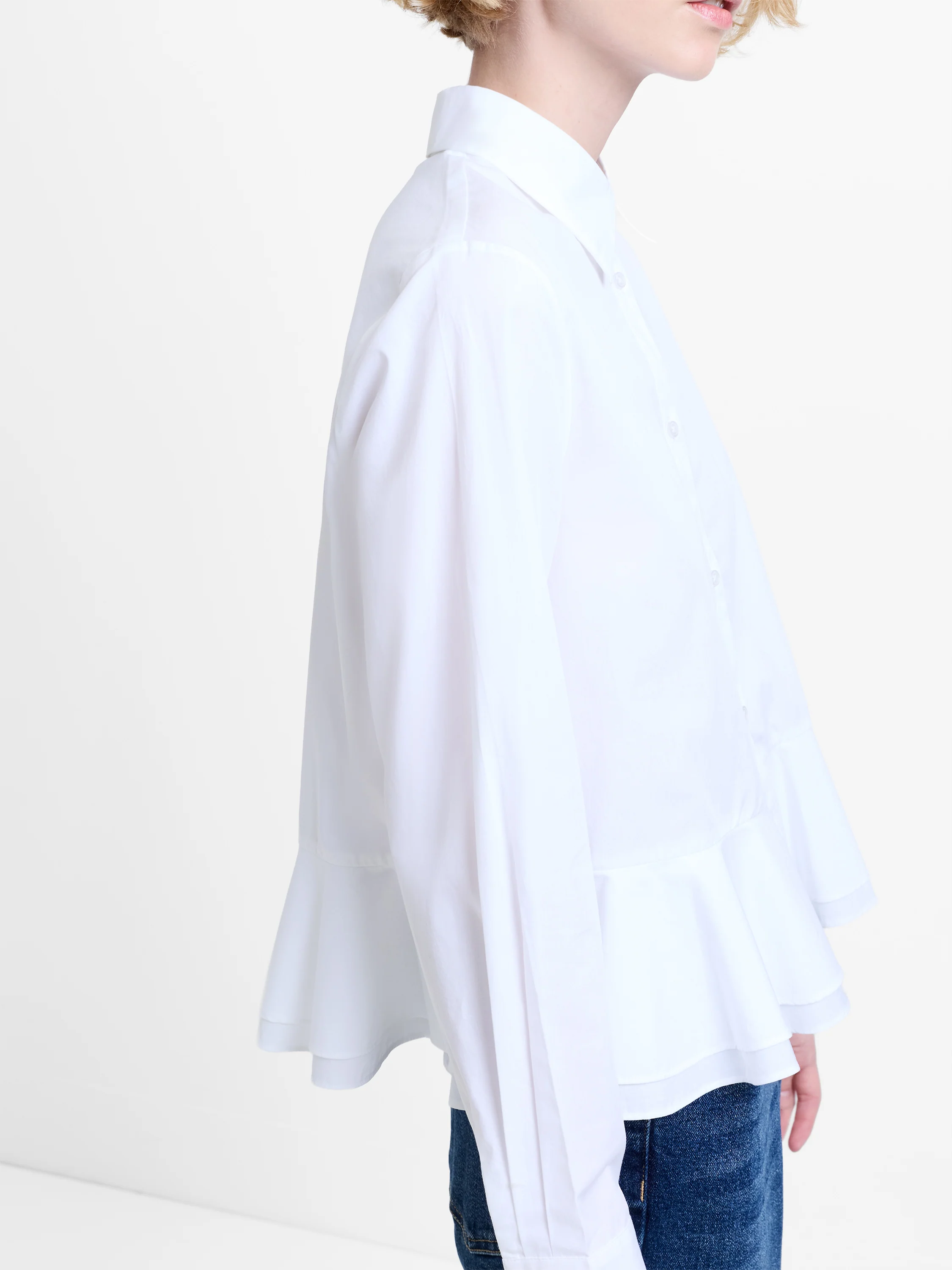 Cambria Cotton Ruffle Hem Peplum Shirt - Image 3