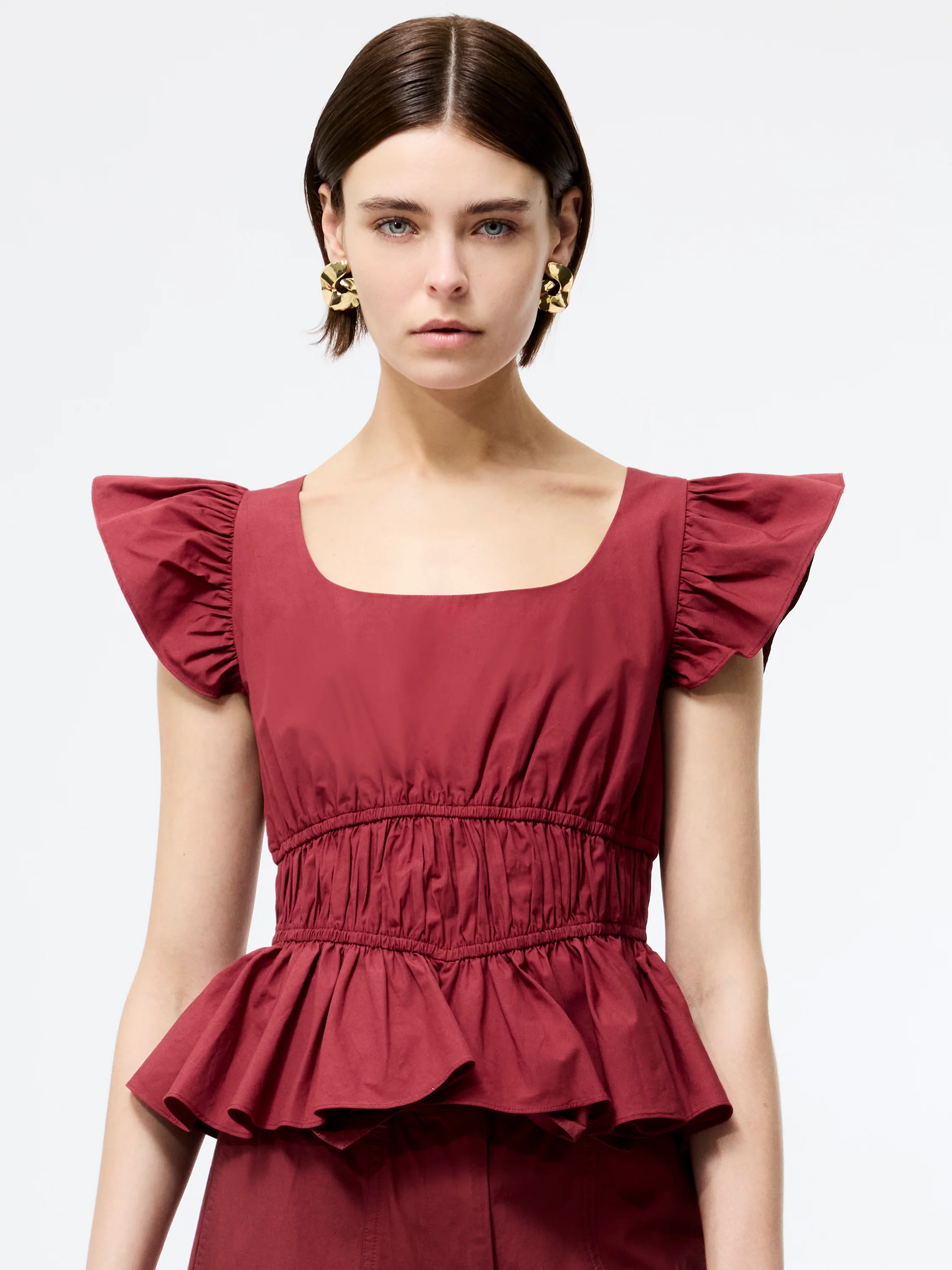 Cambria Cotton Scoop Neck Ruffle Top - Image 3