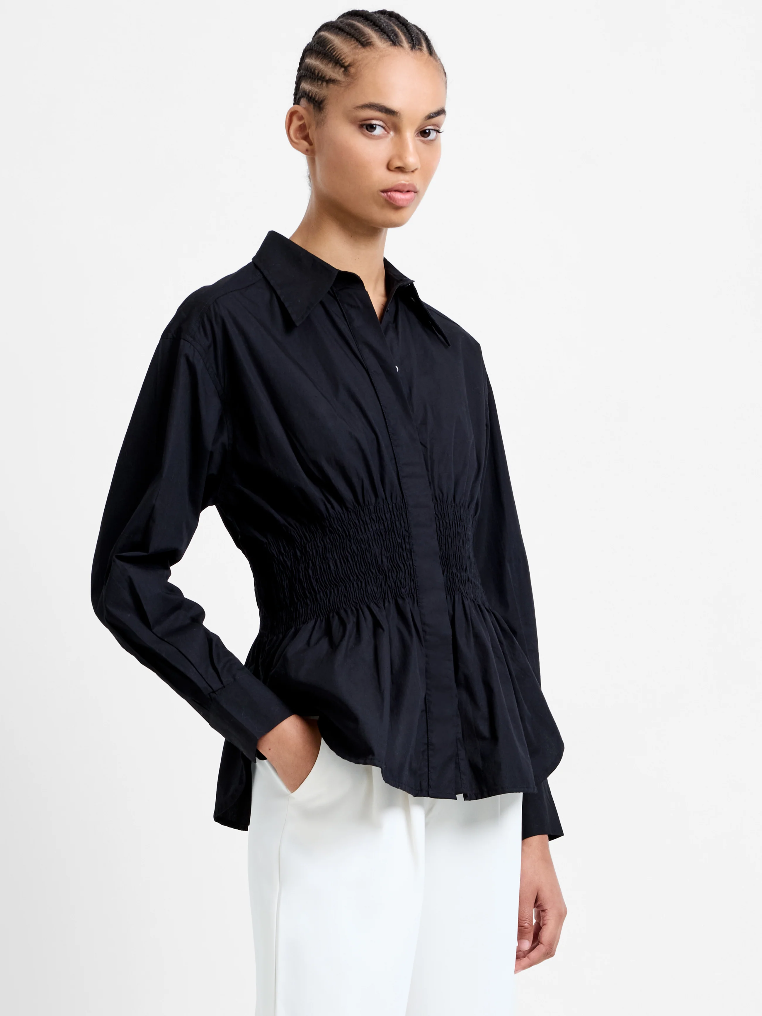 Cambria Cotton Smocked Button Down Shirt - Image 3