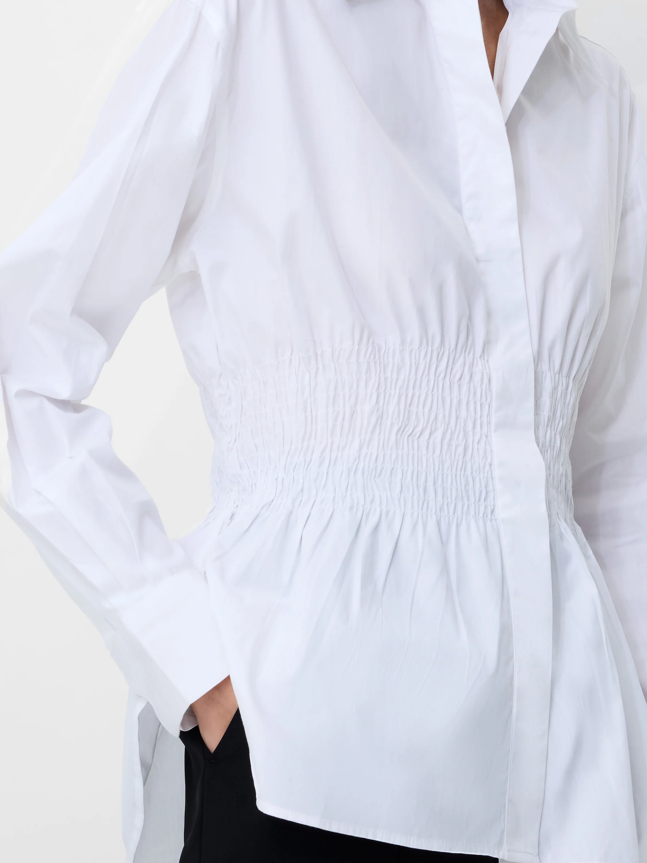 Cambria Cotton Smocked Button Down Shirt - Image 4