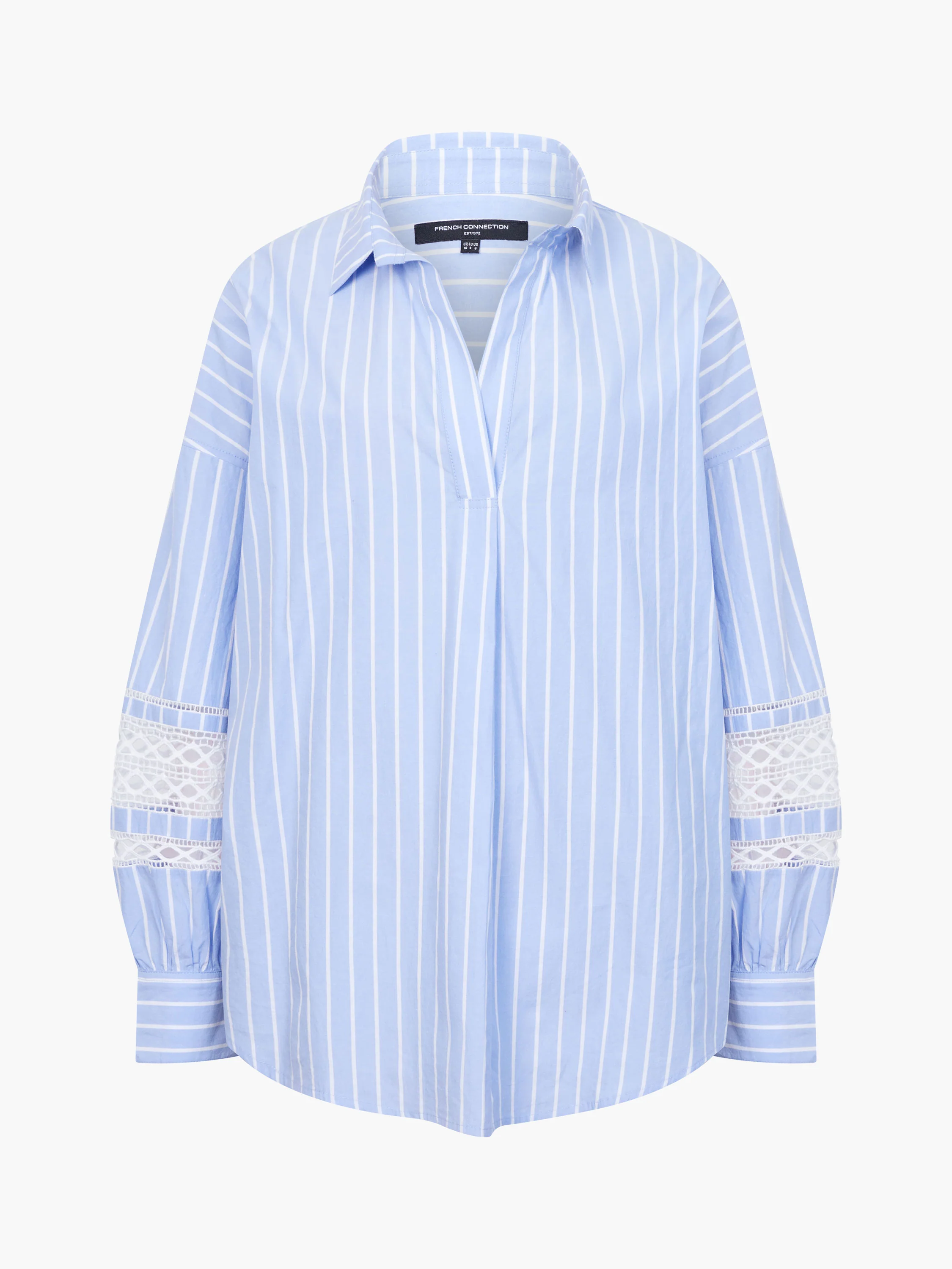 Cambria Cotton Stripe Embroidered Popover Shirt - Image 6