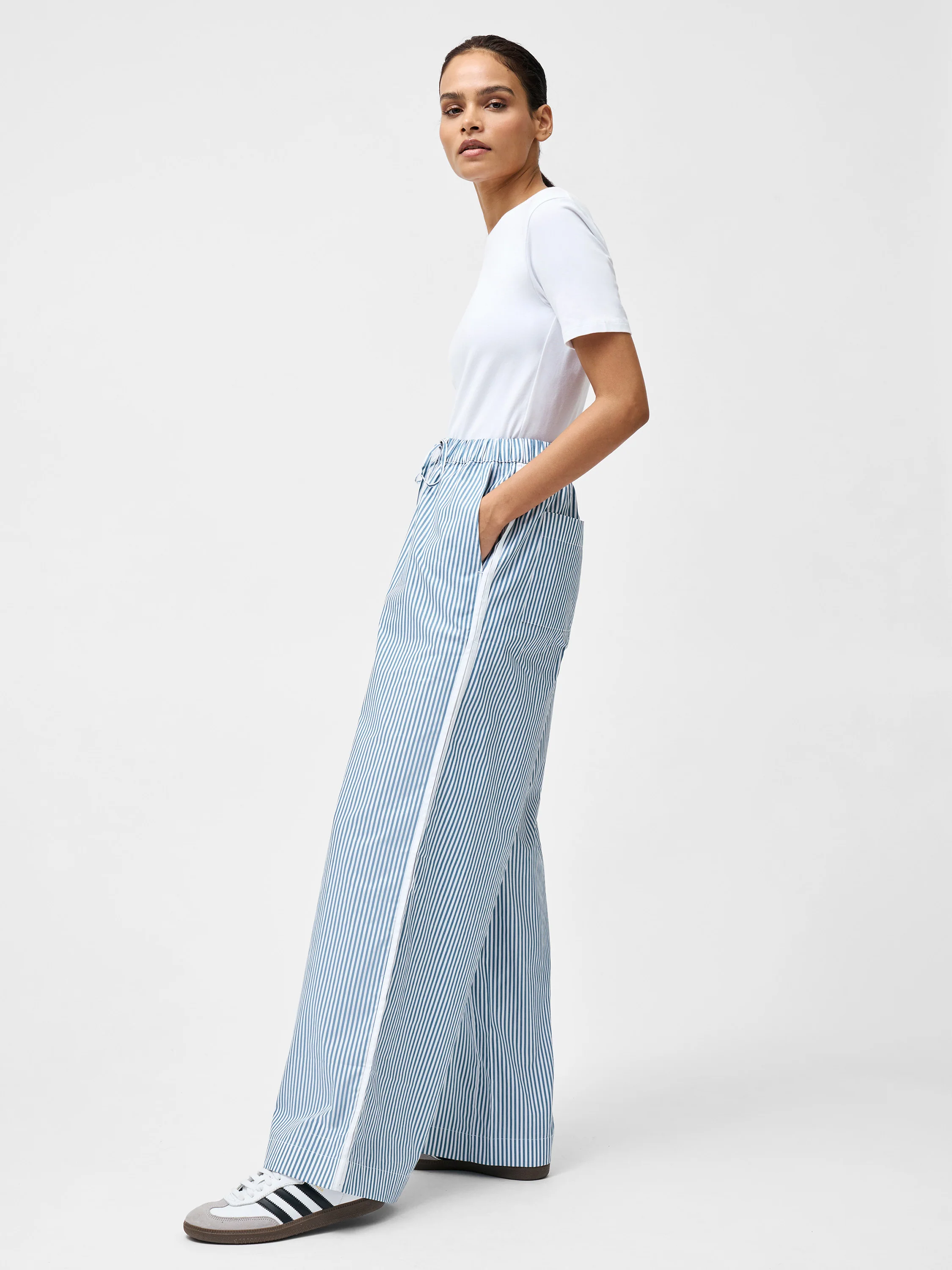 Cambria Cotton Striped Wide Leg Trousers - Image 2