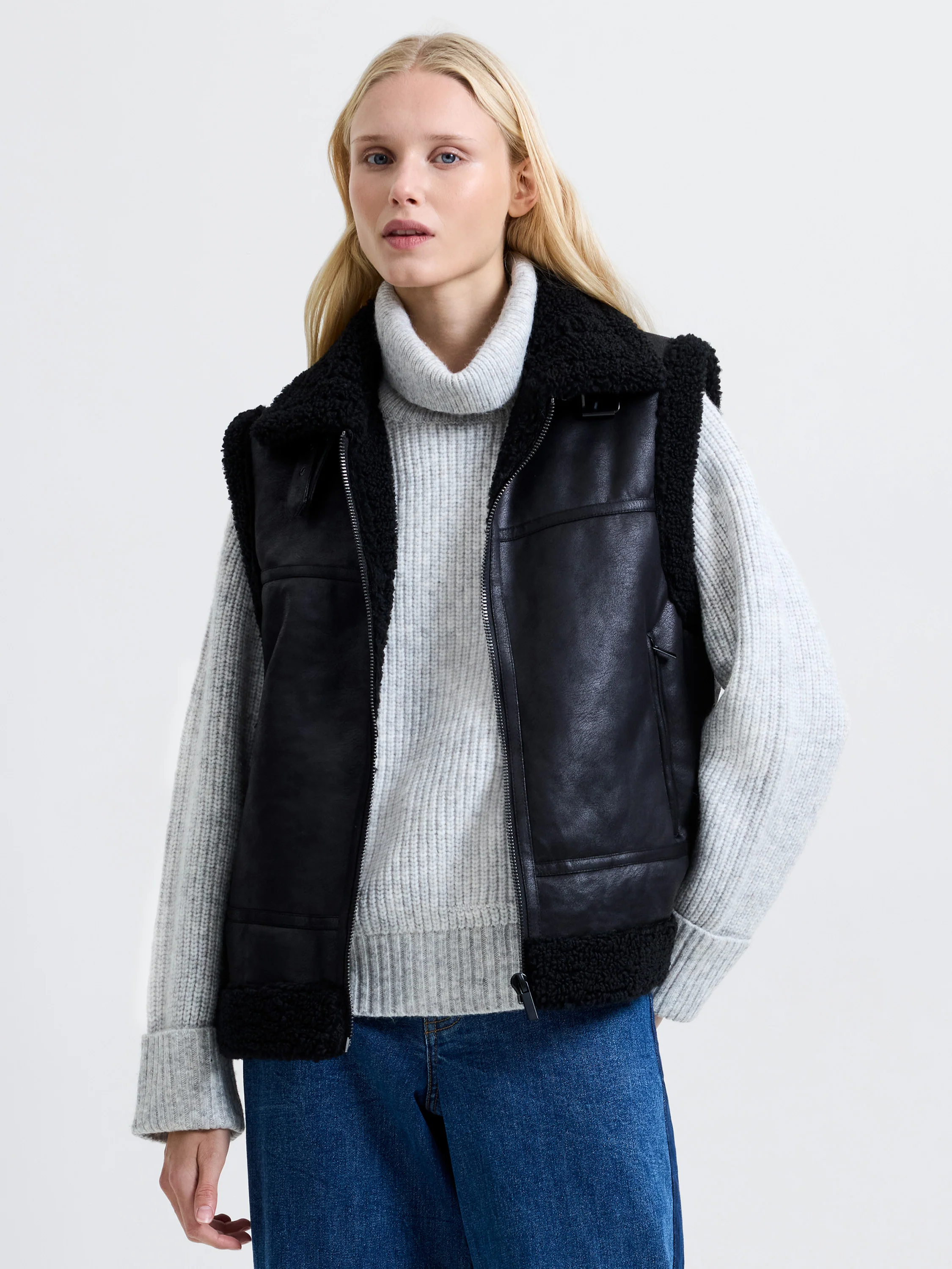 Camry Faux Suede Sleeveless Gilet - Image 3