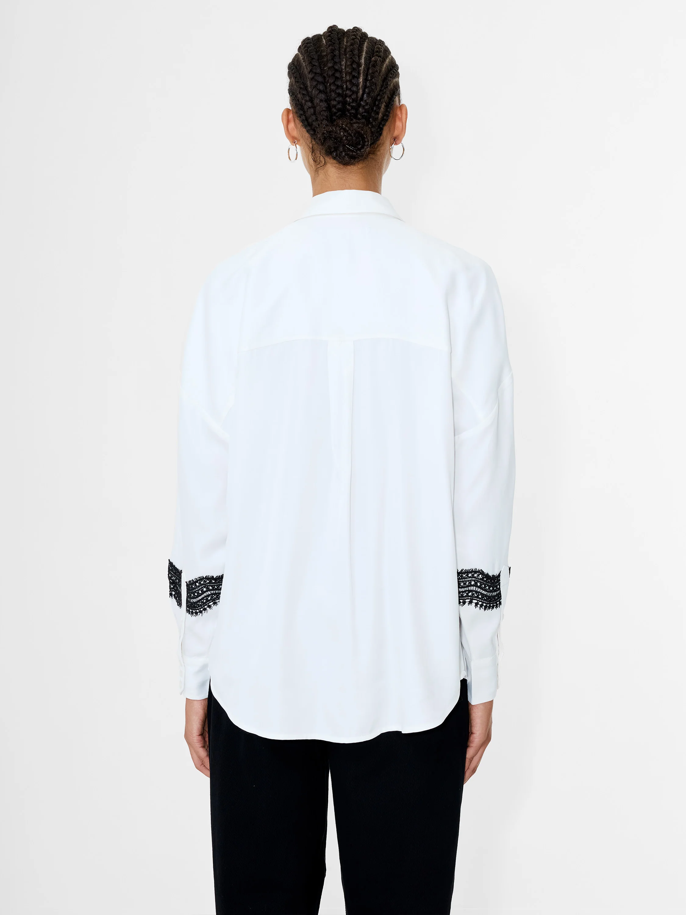 Candice Satin Lace Mix Long Sleeve Shirt - Image 6
