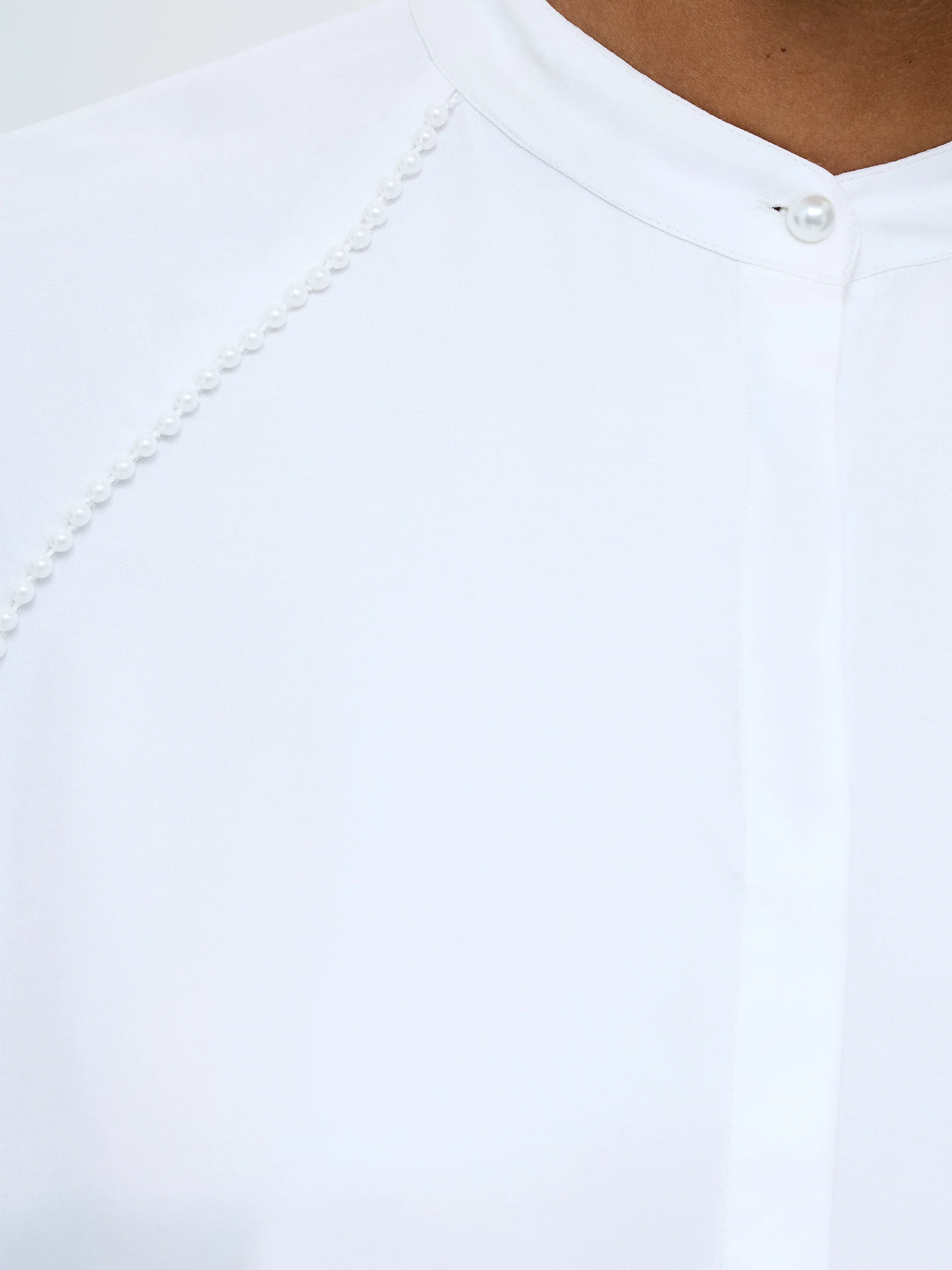 Candice Satin Pearl Trim Shirt - Image 3