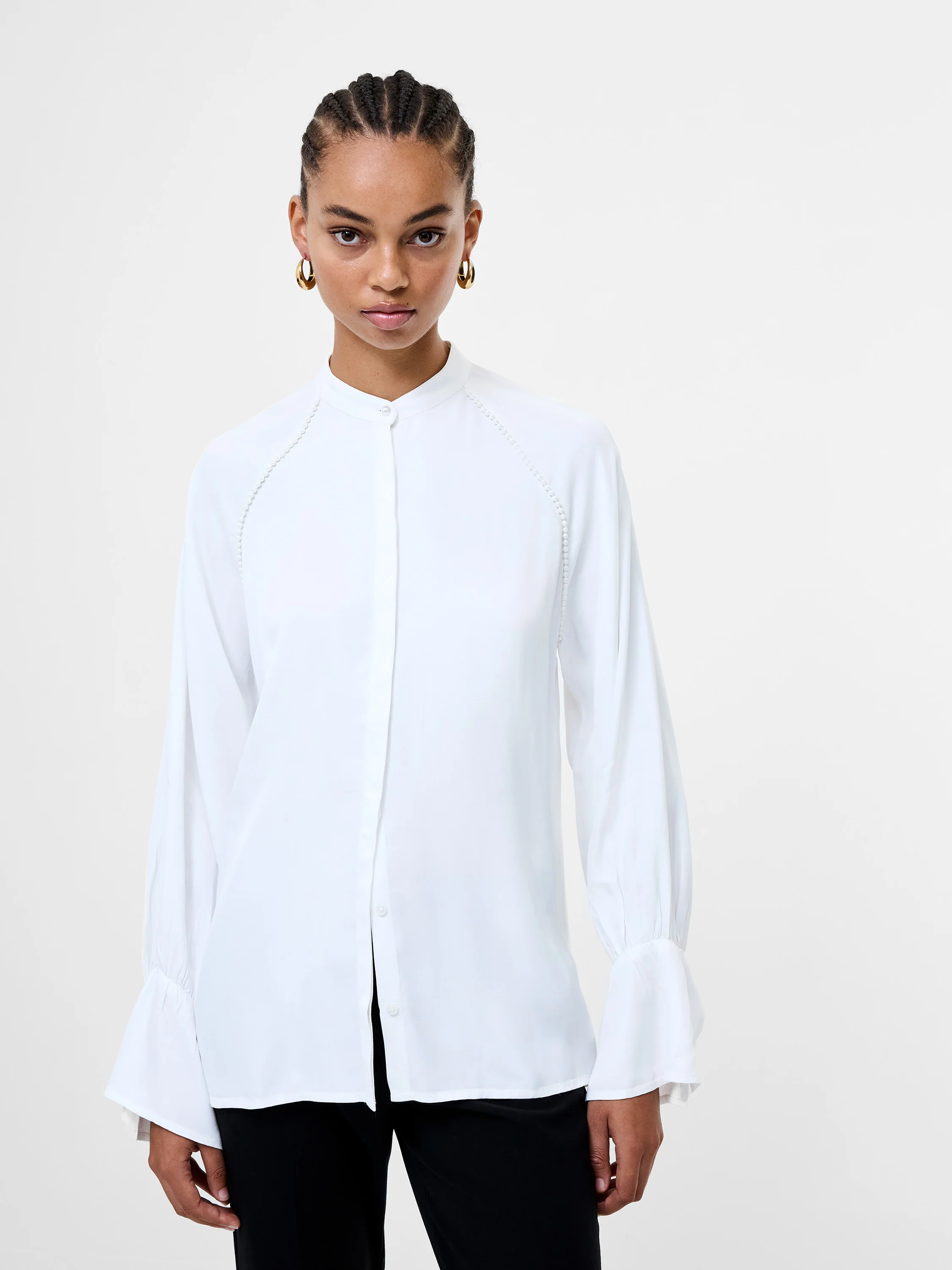 Candice Satin Pearl Trim Shirt - Image 4