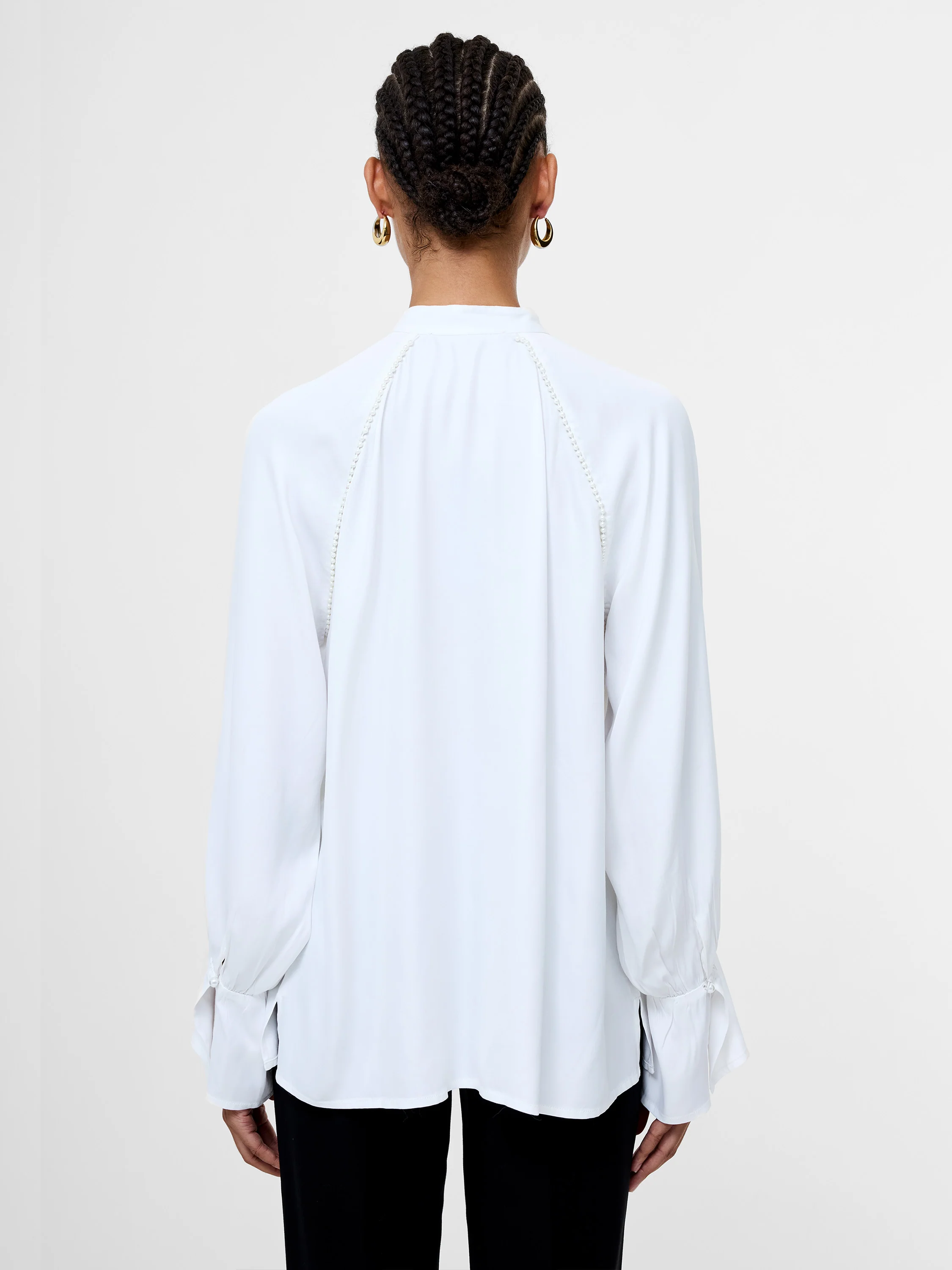 Candice Satin Pearl Trim Shirt - Image 5