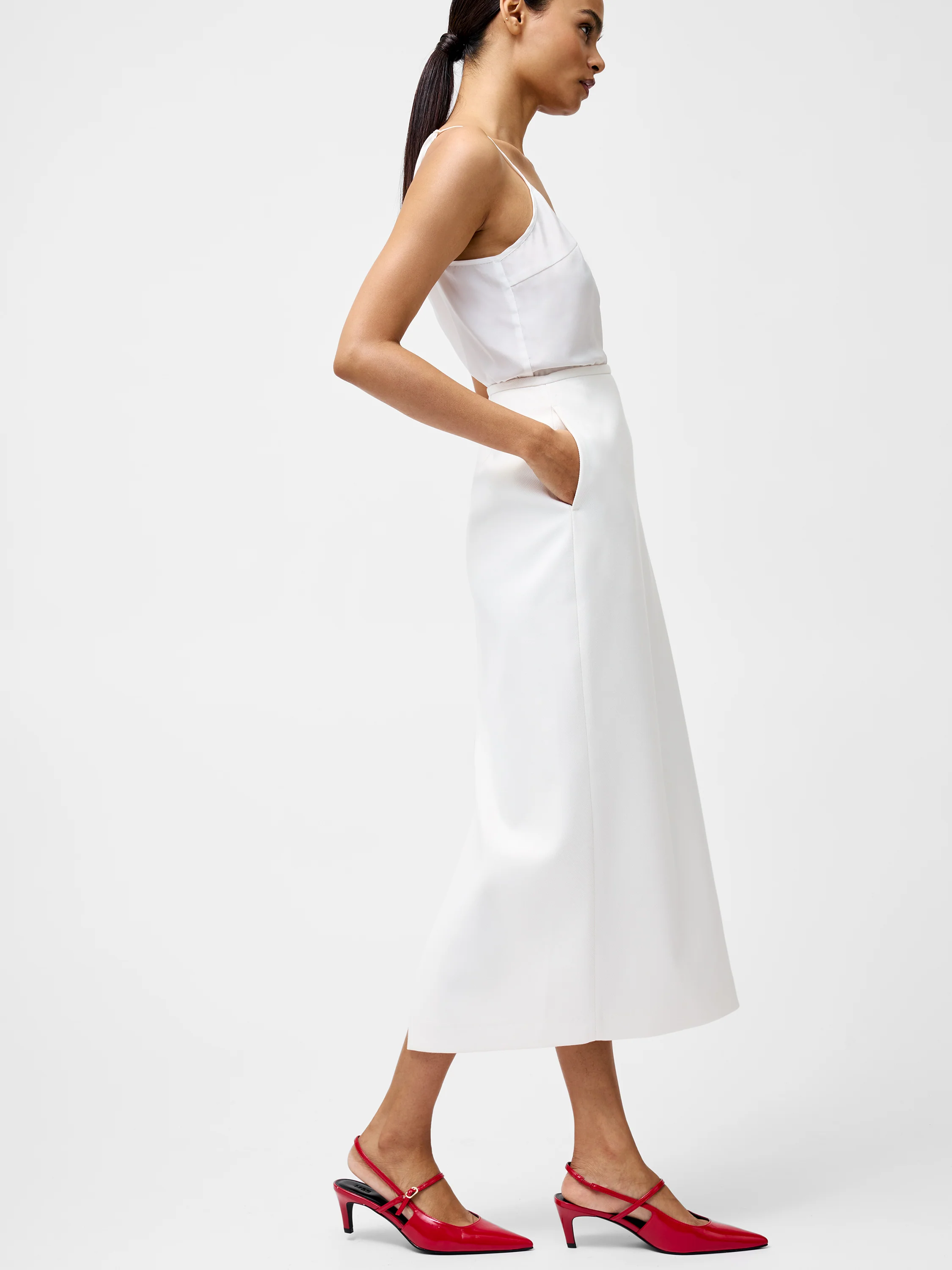 Cannes Twill Split Midi Skirt - Image 7