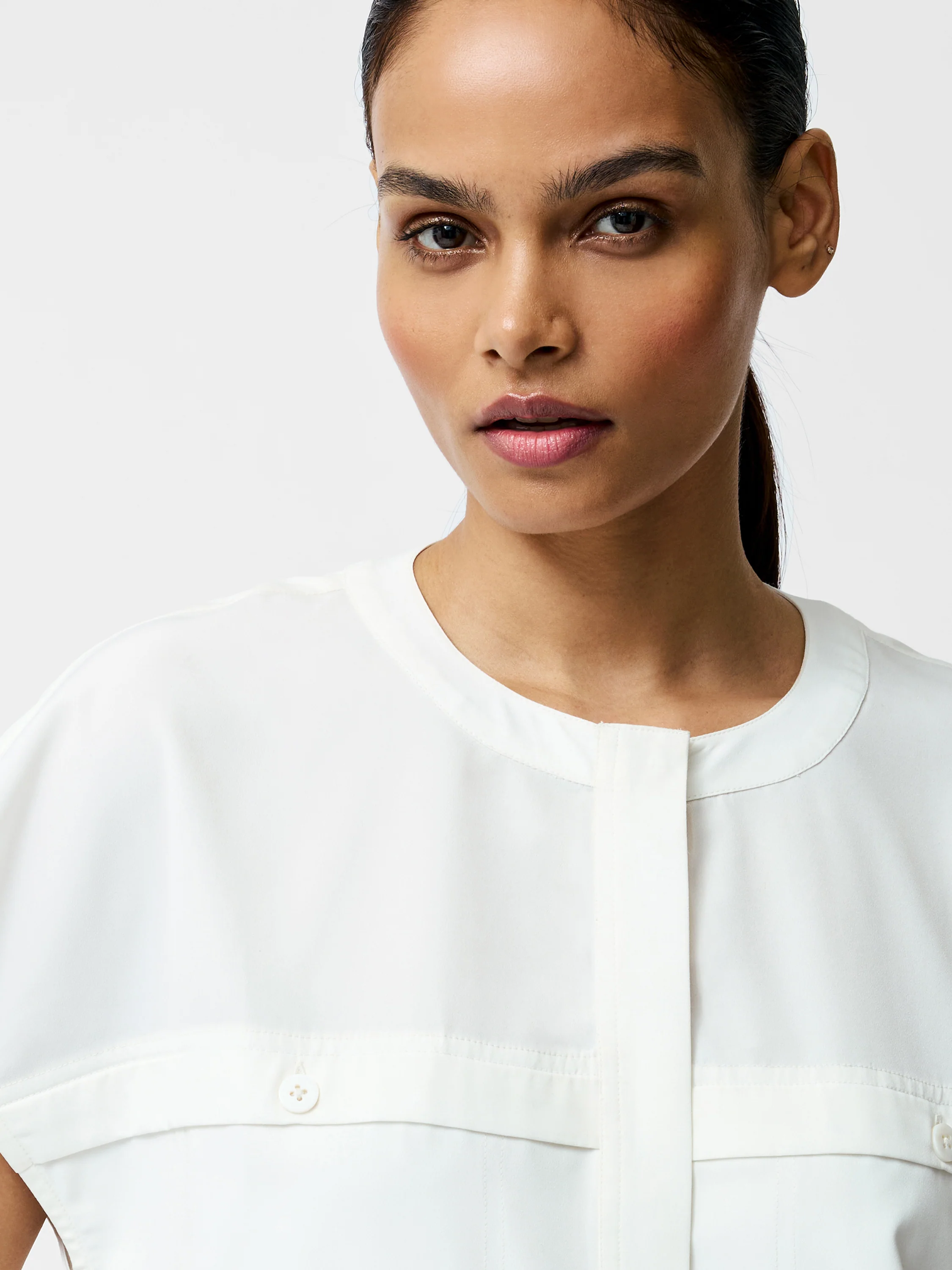 Capriana Crepe Cap Sleeve Yoke Top - Image 4