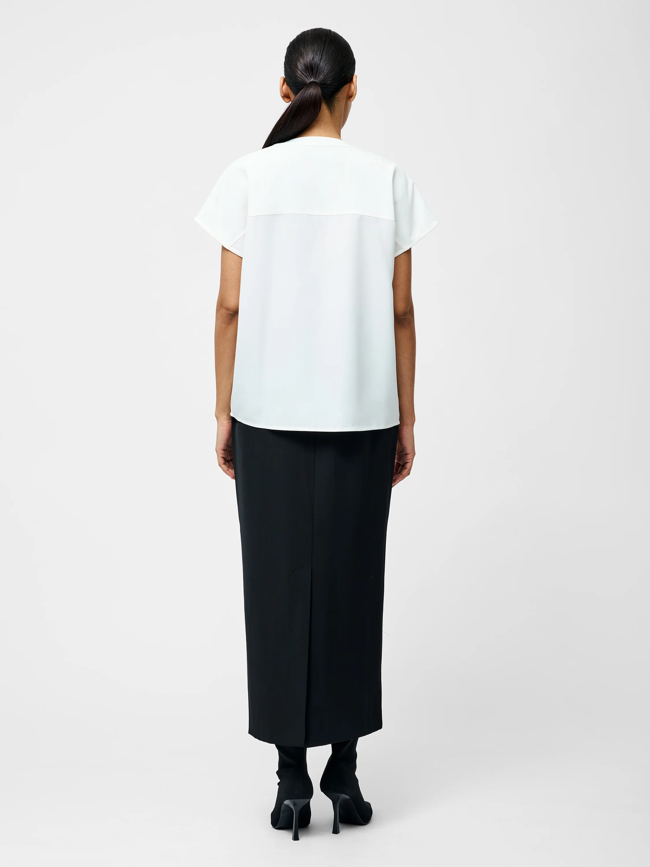 Capriana Crepe Cap Sleeve Yoke Top - Image 5