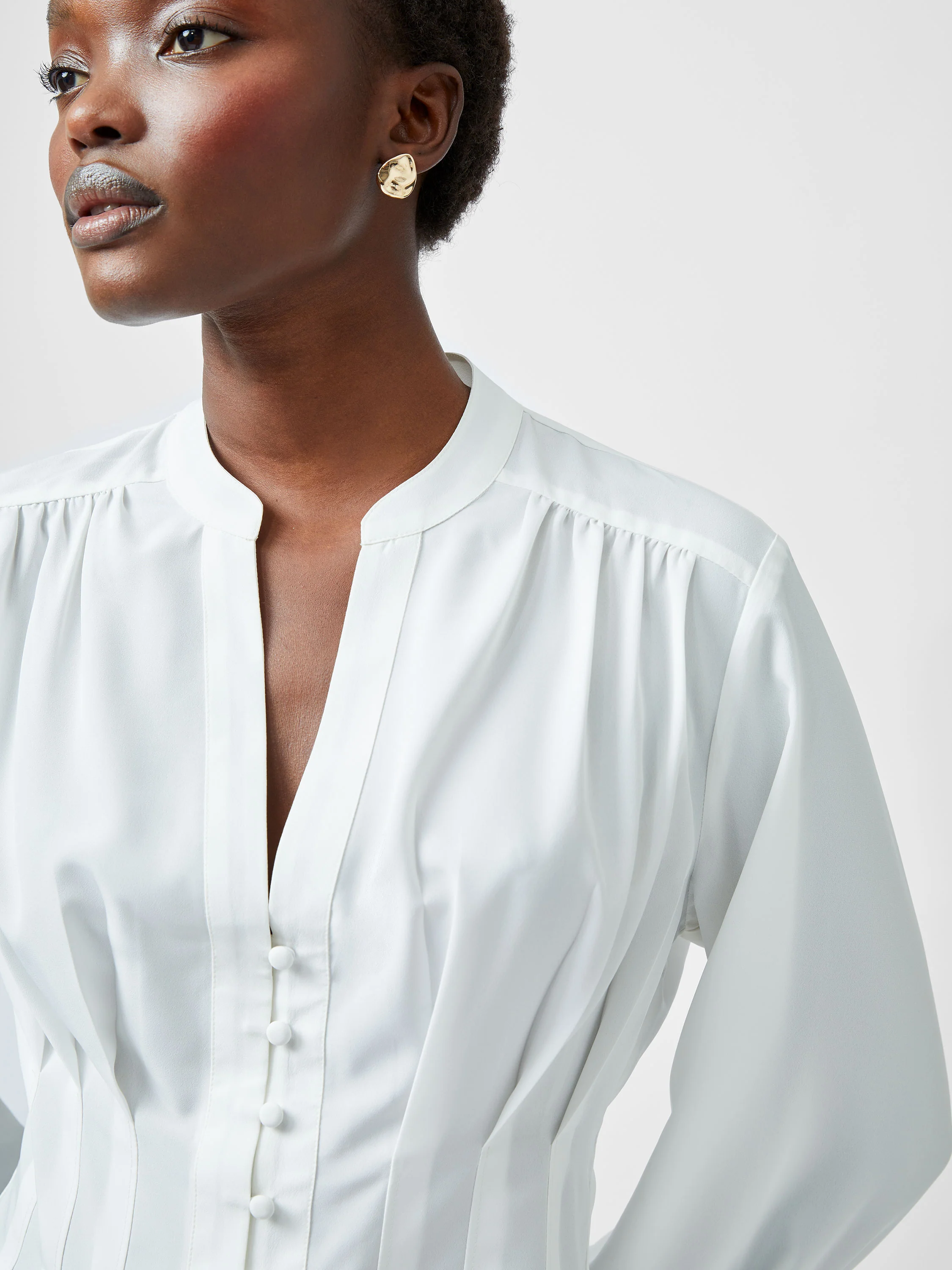 Capriana Crepe Pleat Button Down Top - Image 3