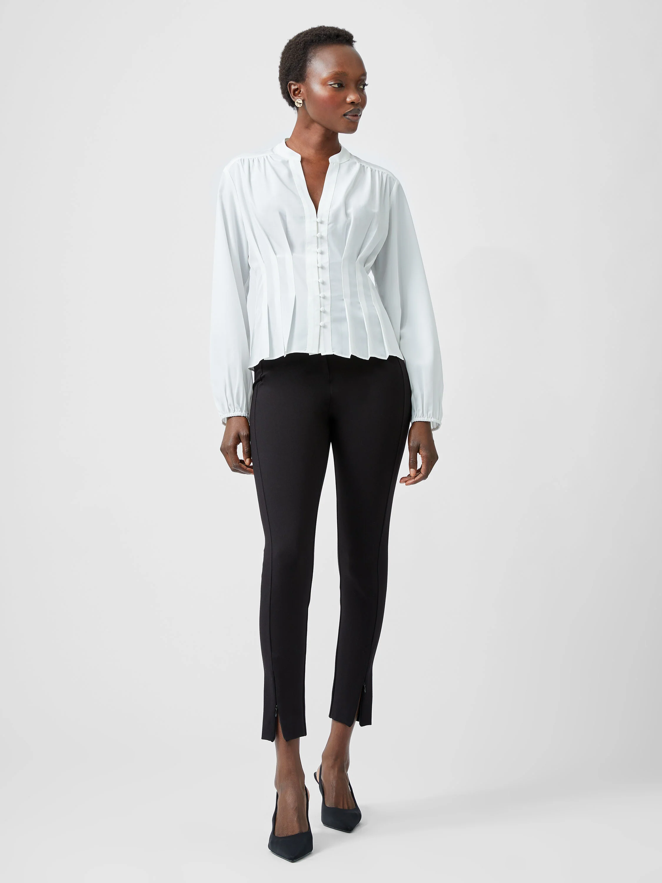 Capriana Crepe Pleat Button Down Top - Image 4