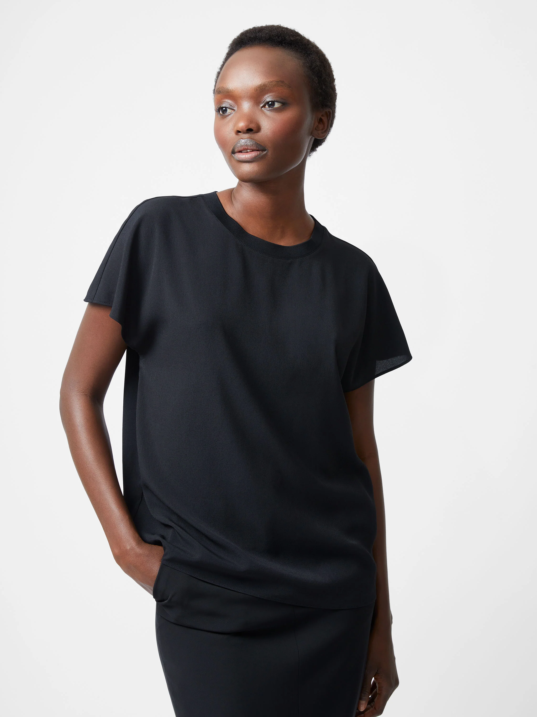 Caprina Recycled Crepe Crew Neck Top - Image 3