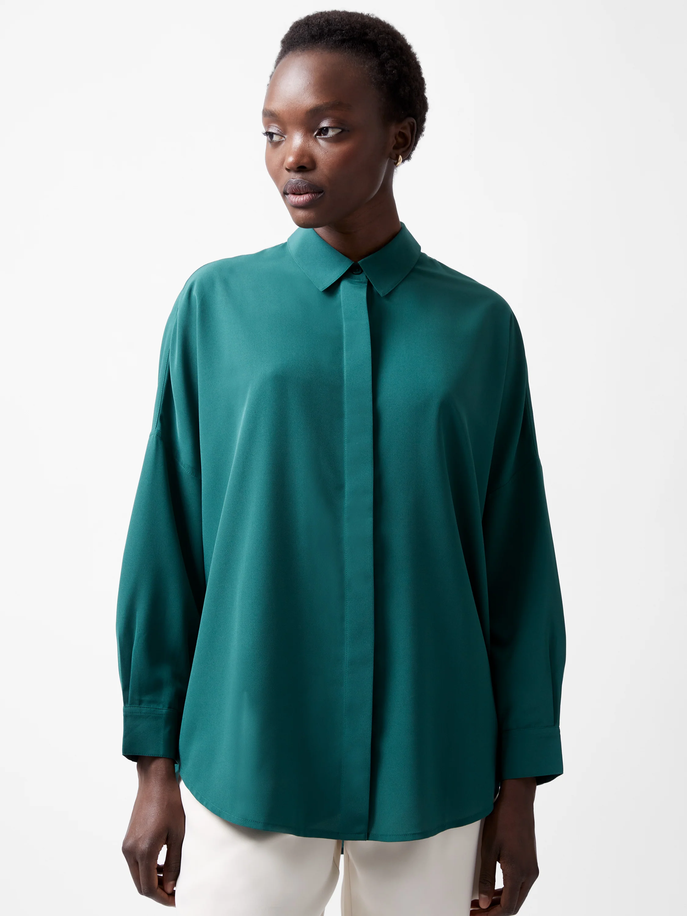 Caprina Recycled Crepe Long Sleeve Button Shirt - Image 2