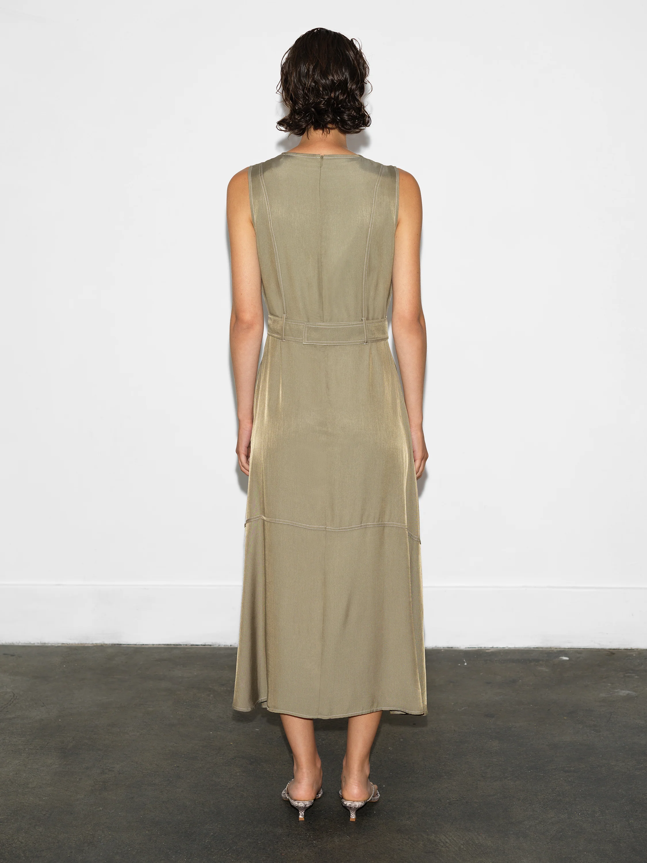 Celina Cupro Sleeveless Cargo Belted Dress - Image 5