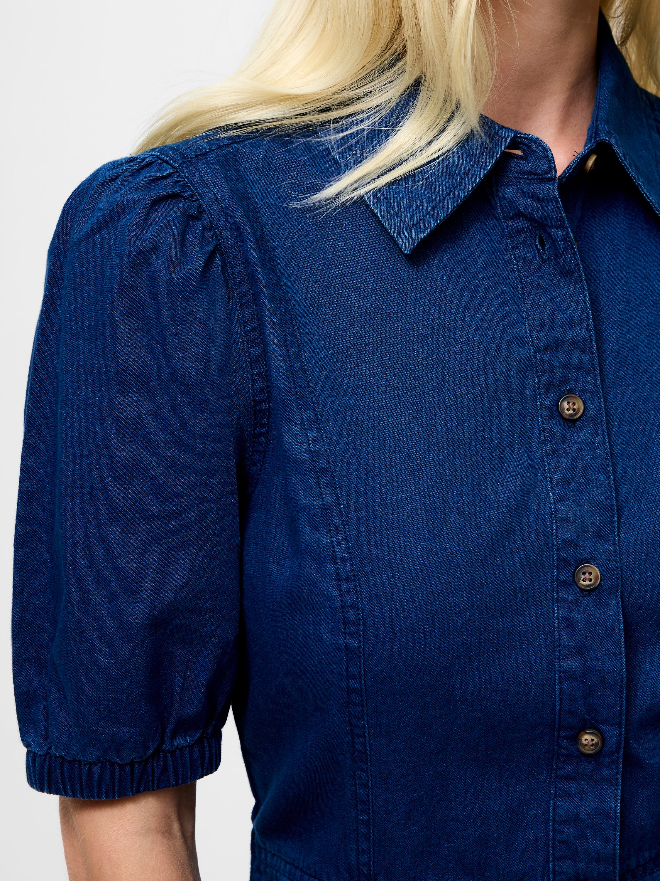 Chambray Denim Button Through Shirt Dress - Image 3