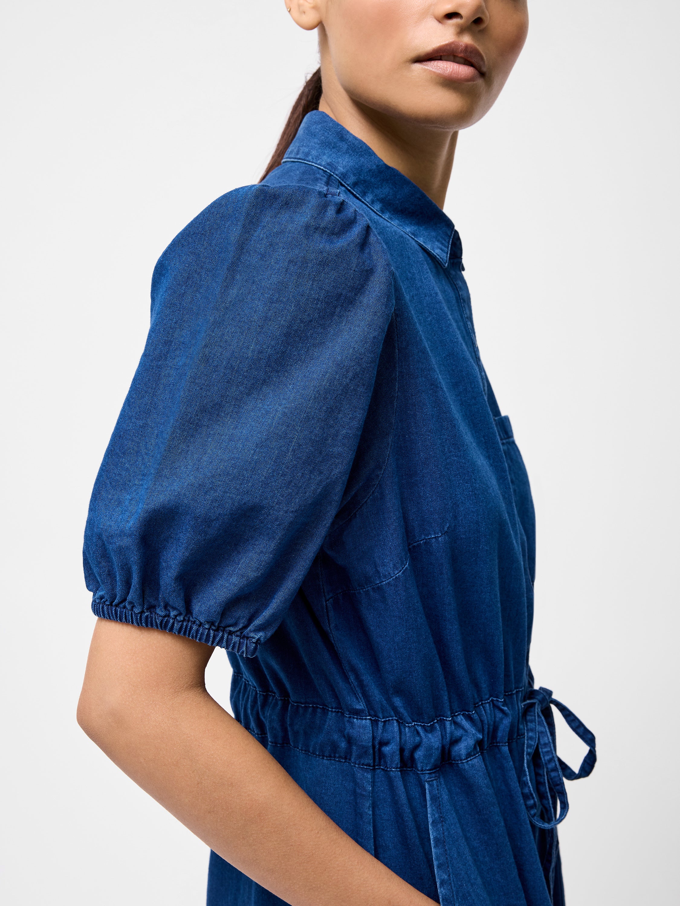 Chambray Popper Through Tie Shirt Dress - Image 2