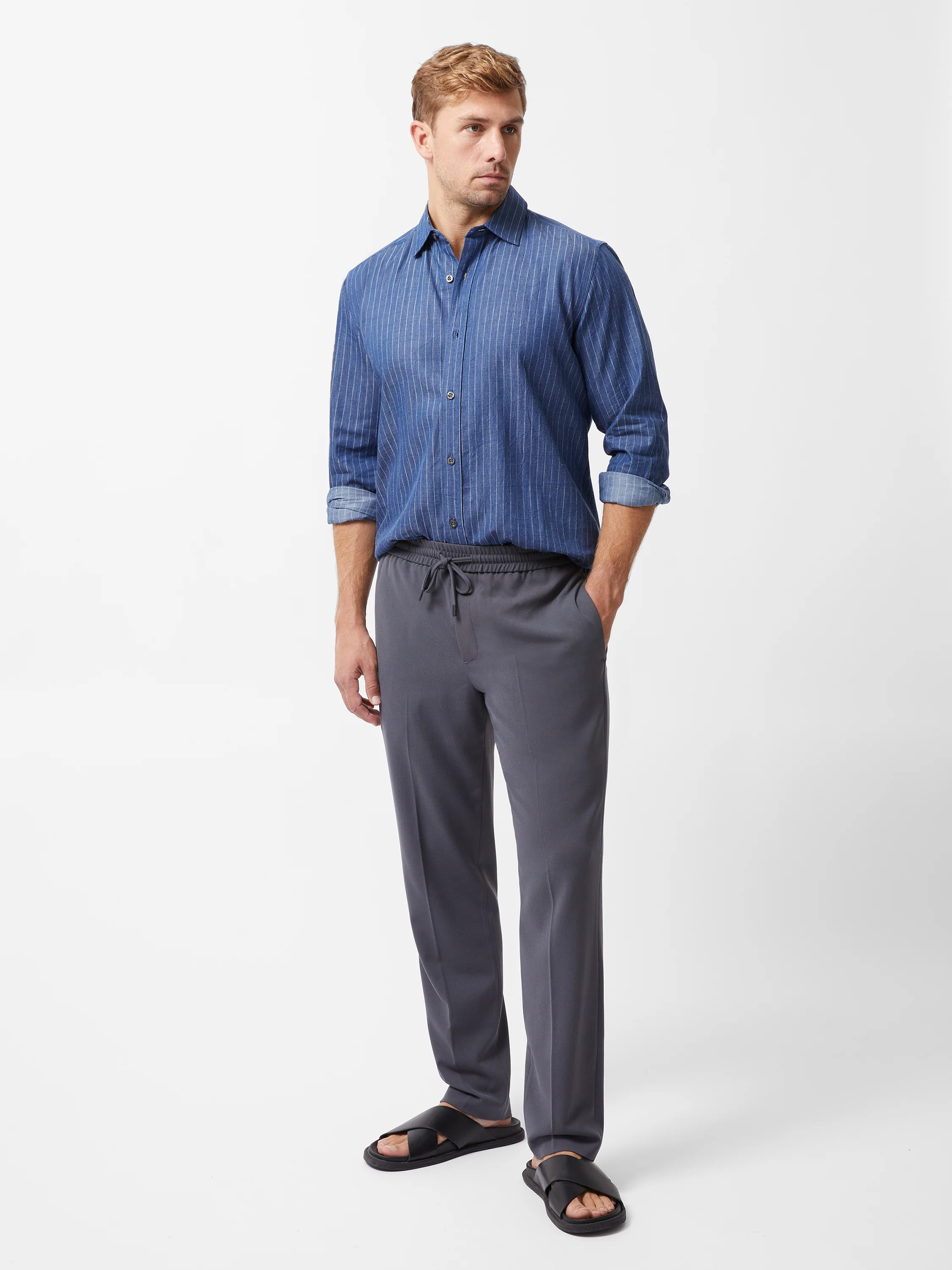 Chambray Stripe Long Sleeve Shirt - Image 3