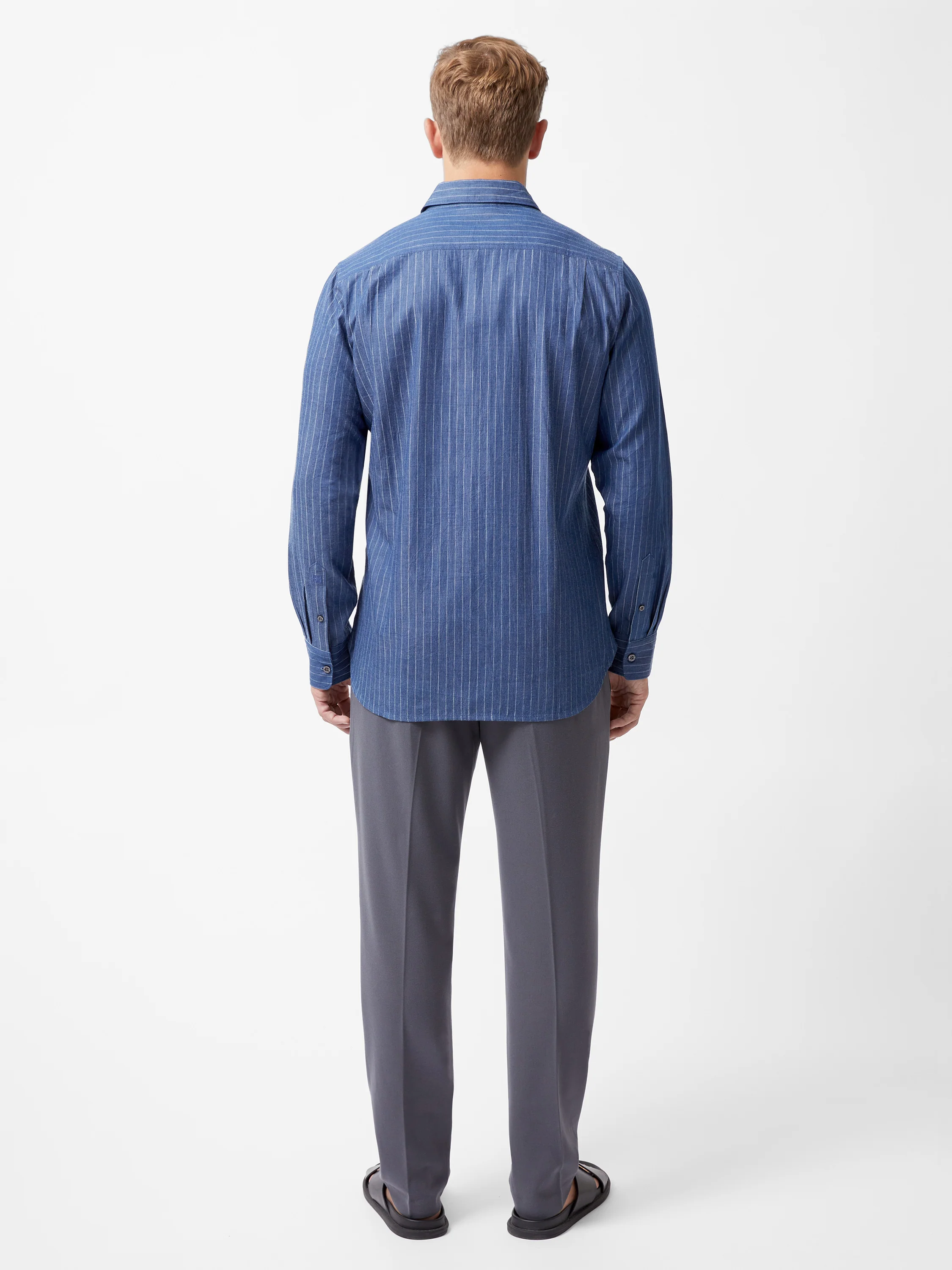 Chambray Stripe Long Sleeve Shirt - Image 6