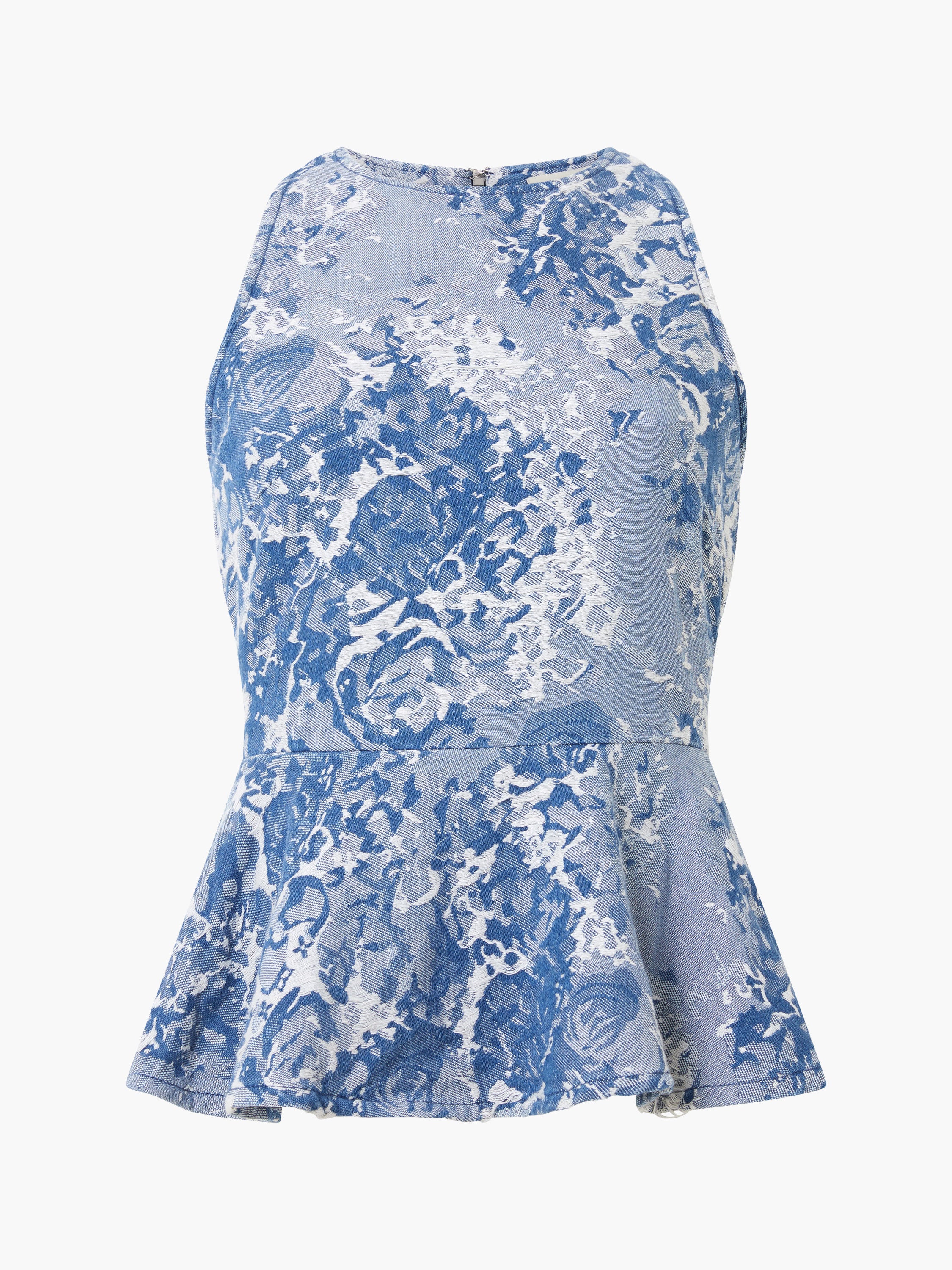 Charlotte Denim Jacquard Peplum Top - Image 7