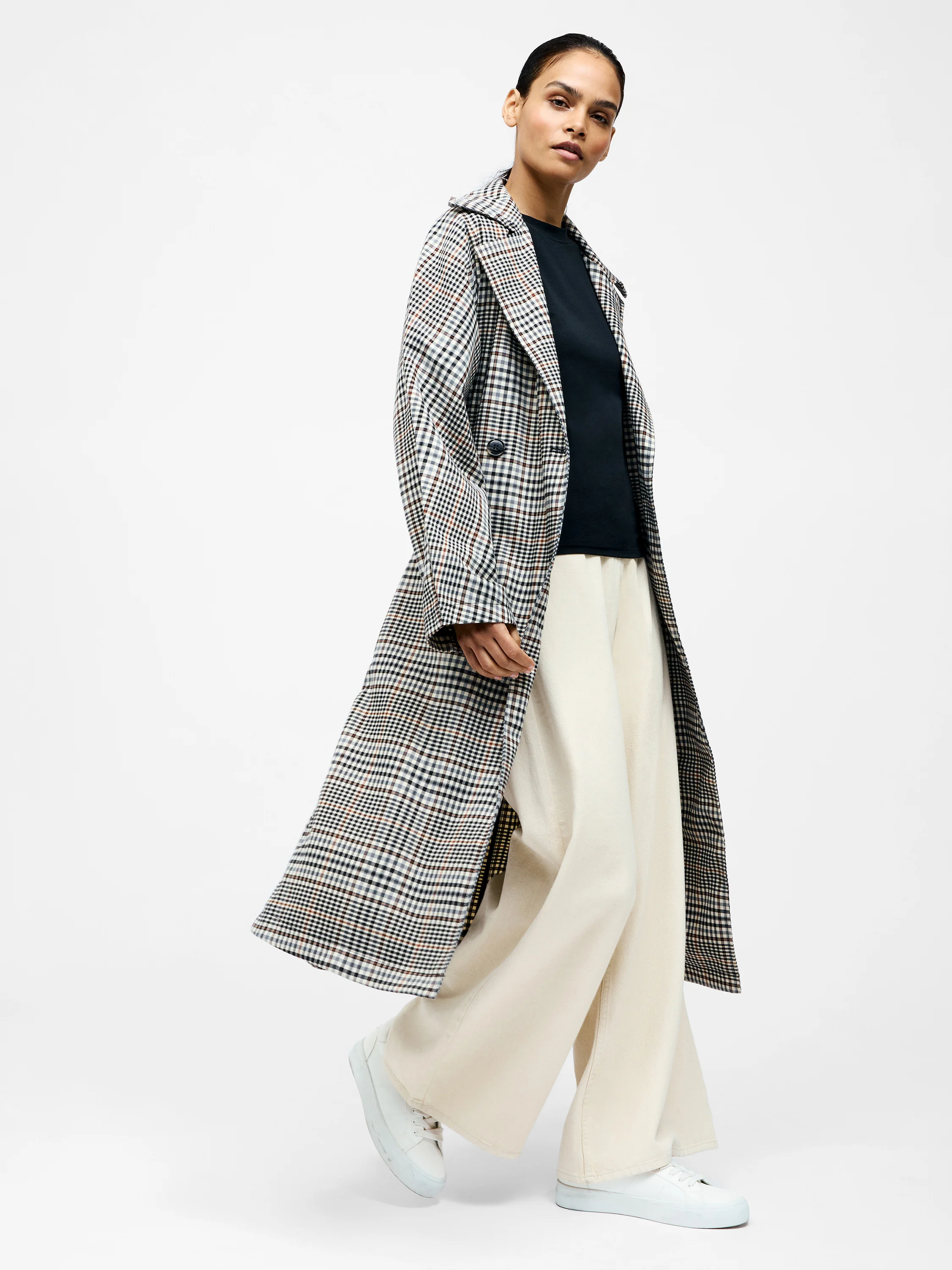 Check Trench Coat - Image 3