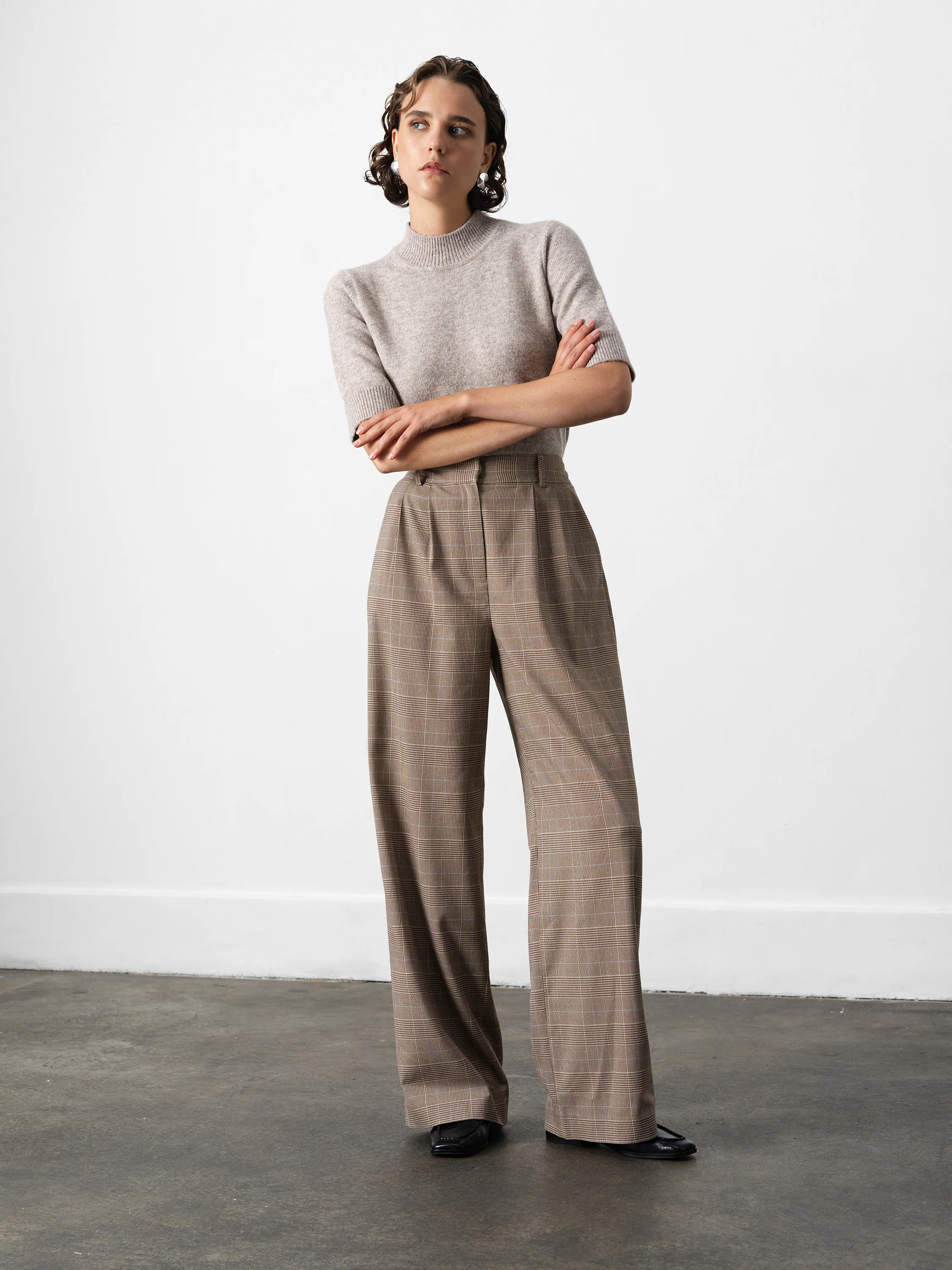 Chester Check Wide Leg Trousers - Image 3