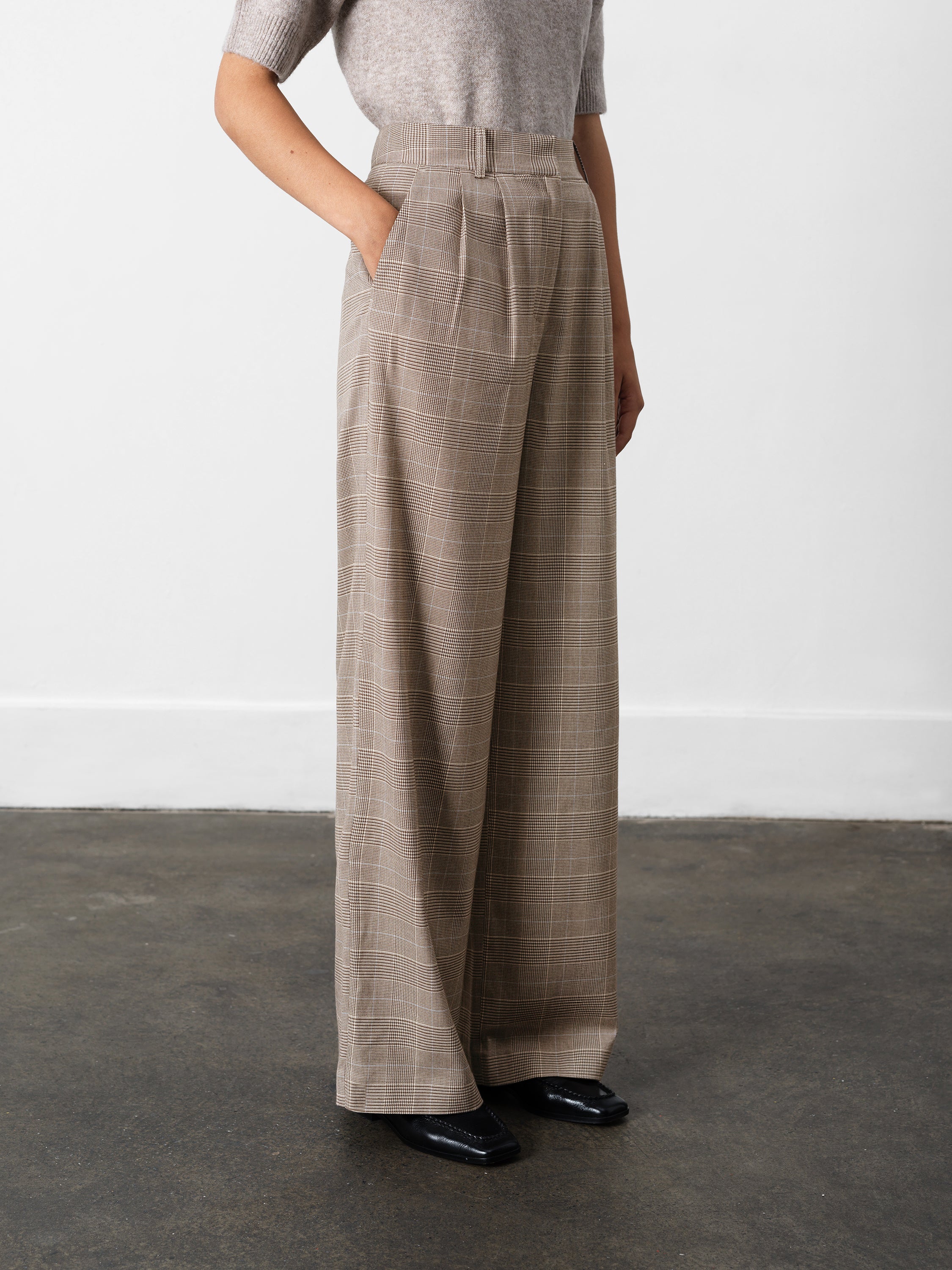 Chester Check Wide Leg Trousers - Image 4