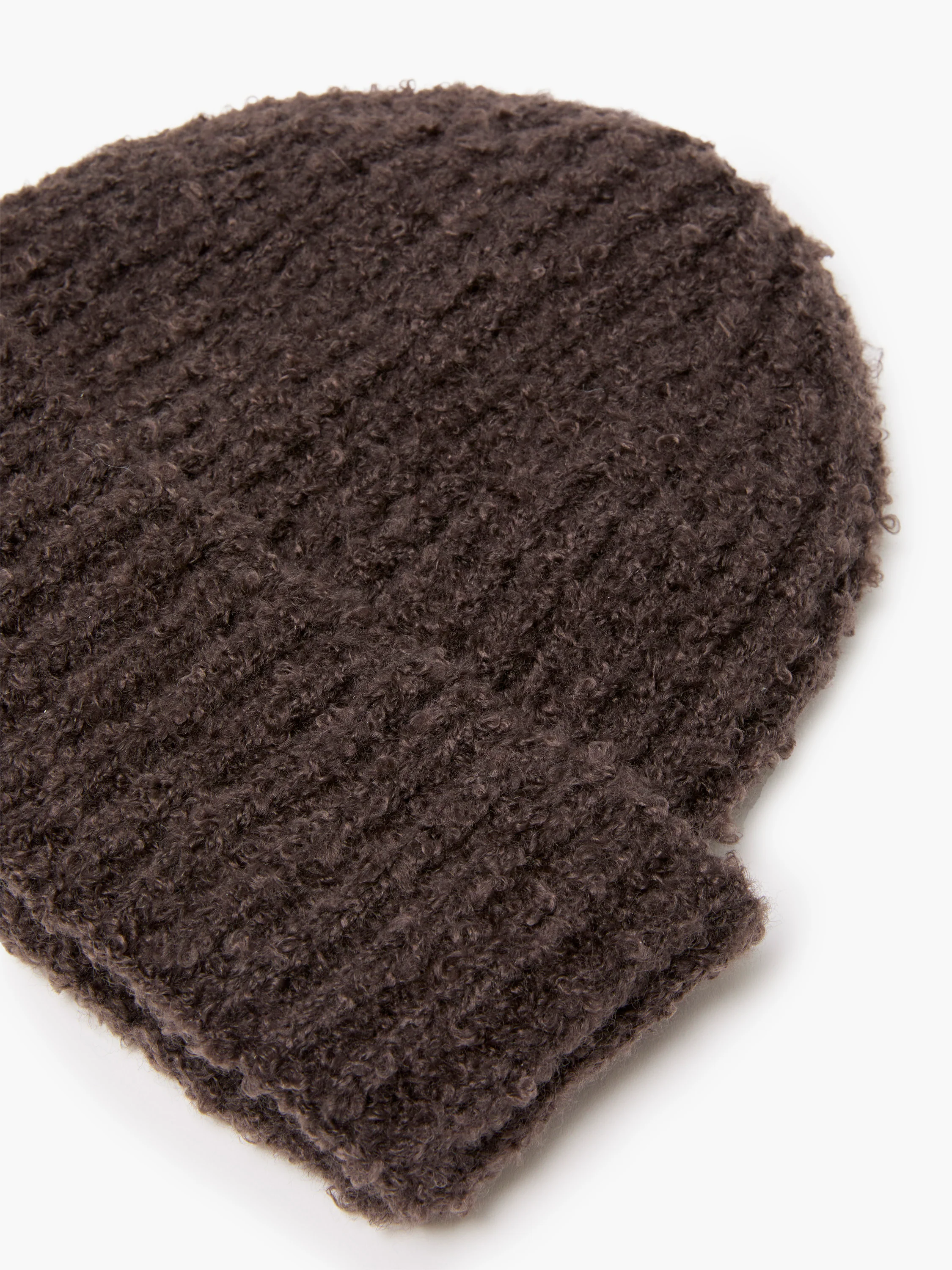 Chocolate Boucle Beanie Hat - Image 2