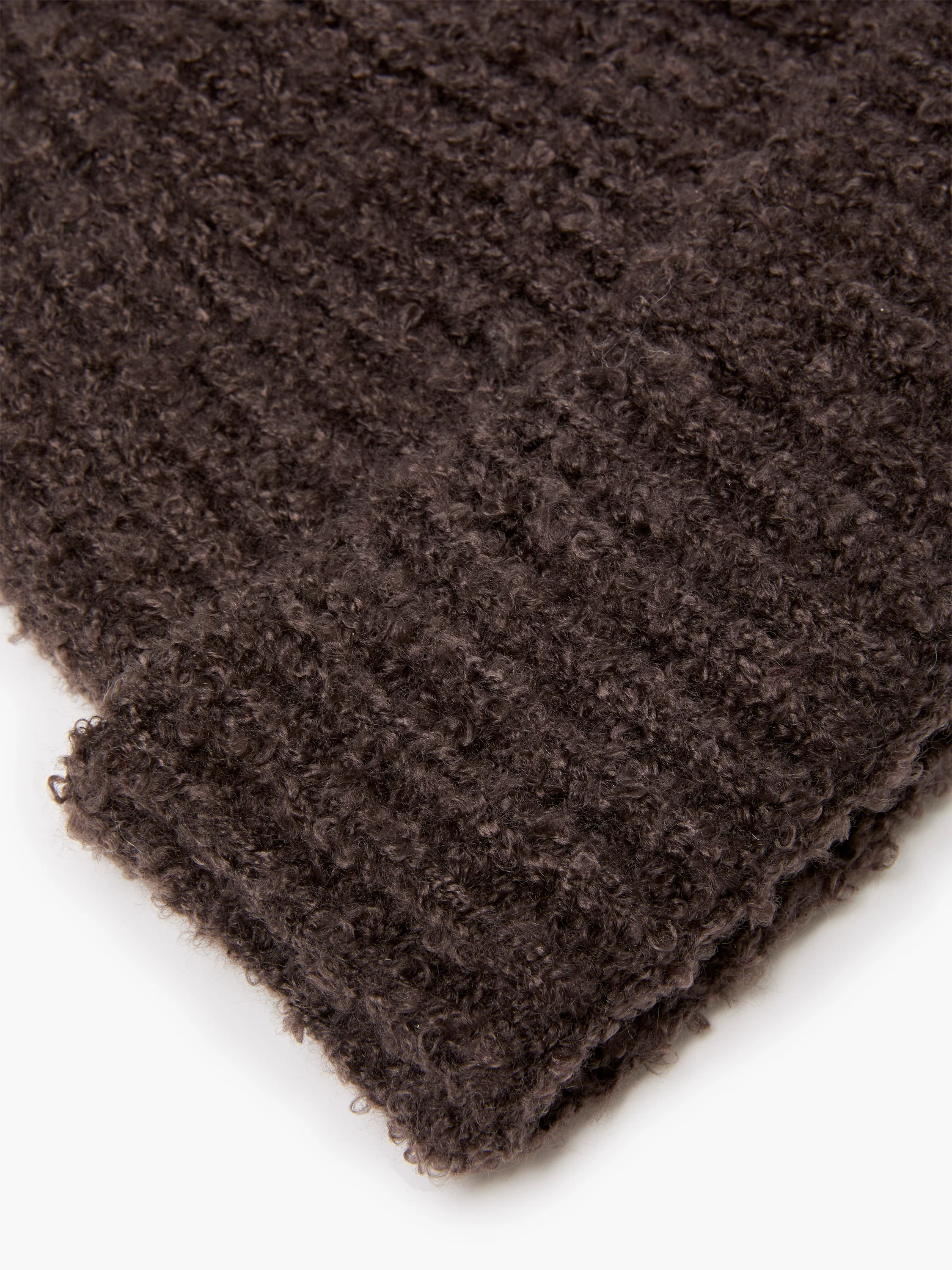 Chocolate Boucle Beanie Hat - Image 3