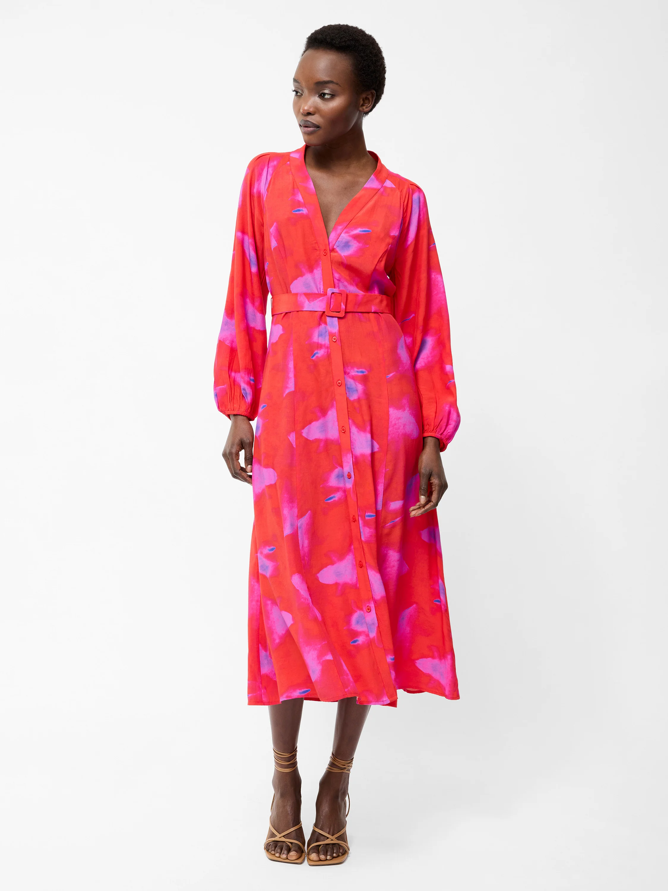 Christy Belted V Neck Midi Dress - Image 3