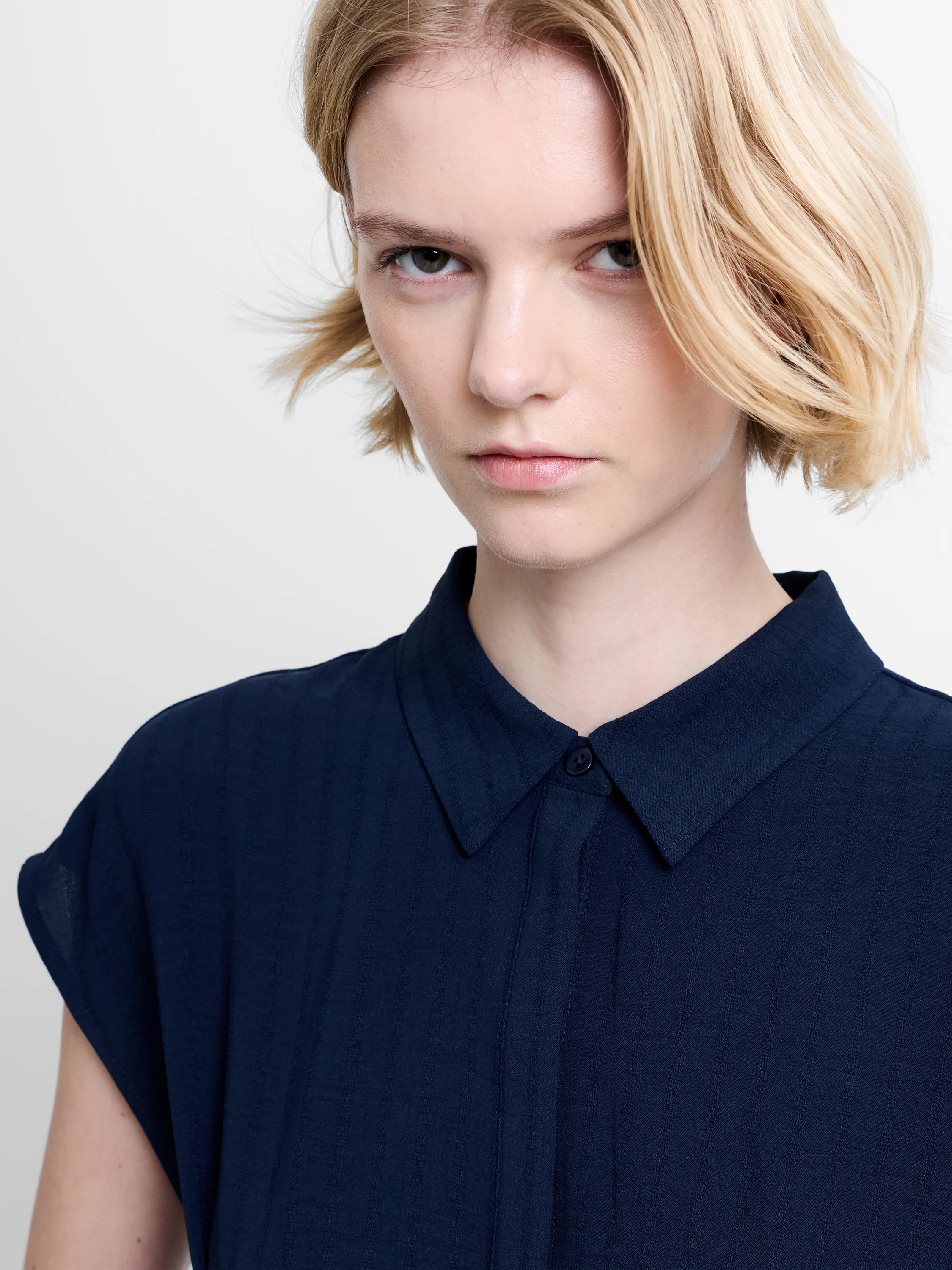 Codie Pleated Button Down Peplum Top - Image 3