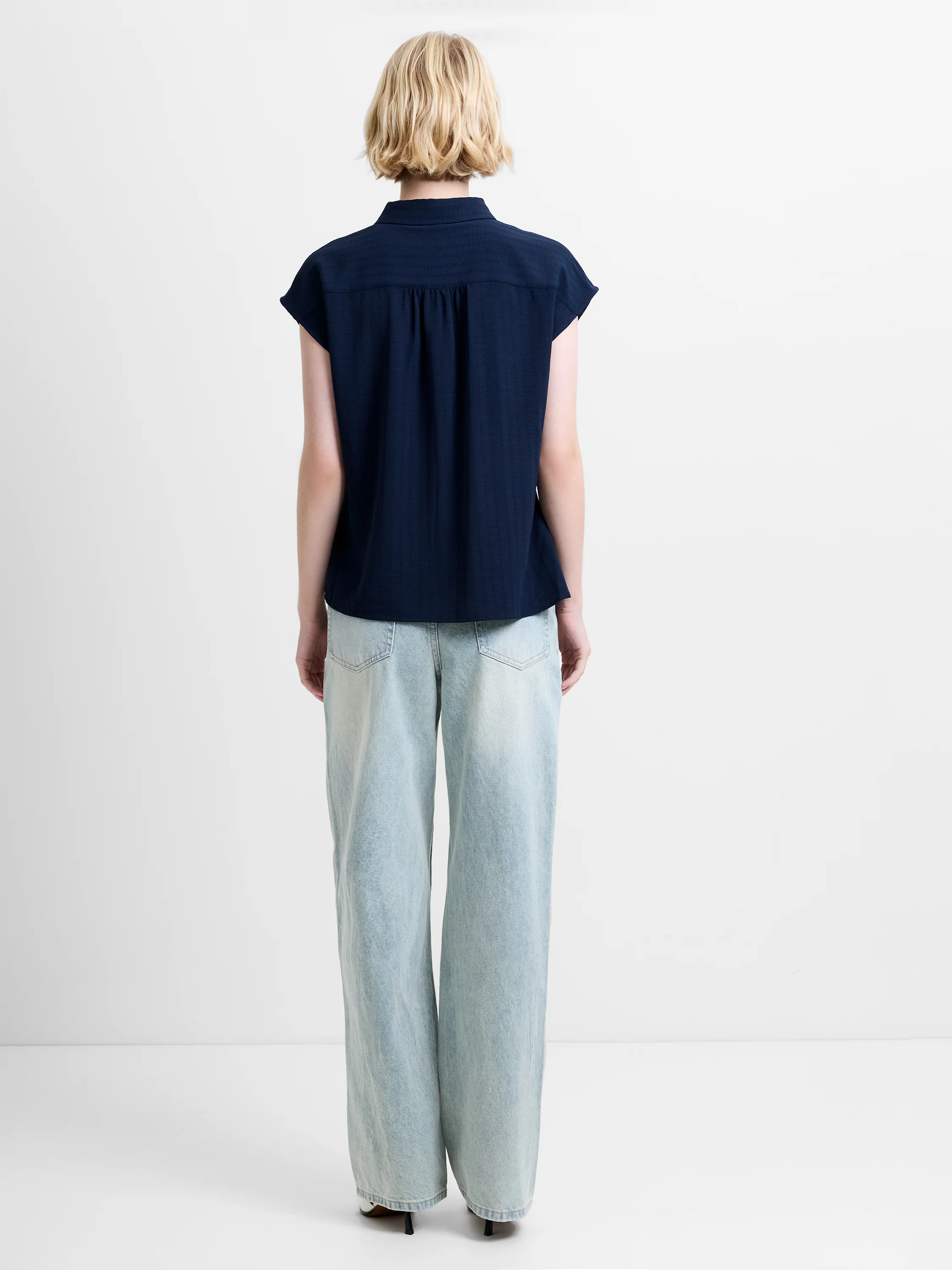 Codie Pleated Button Down Peplum Top - Image 5