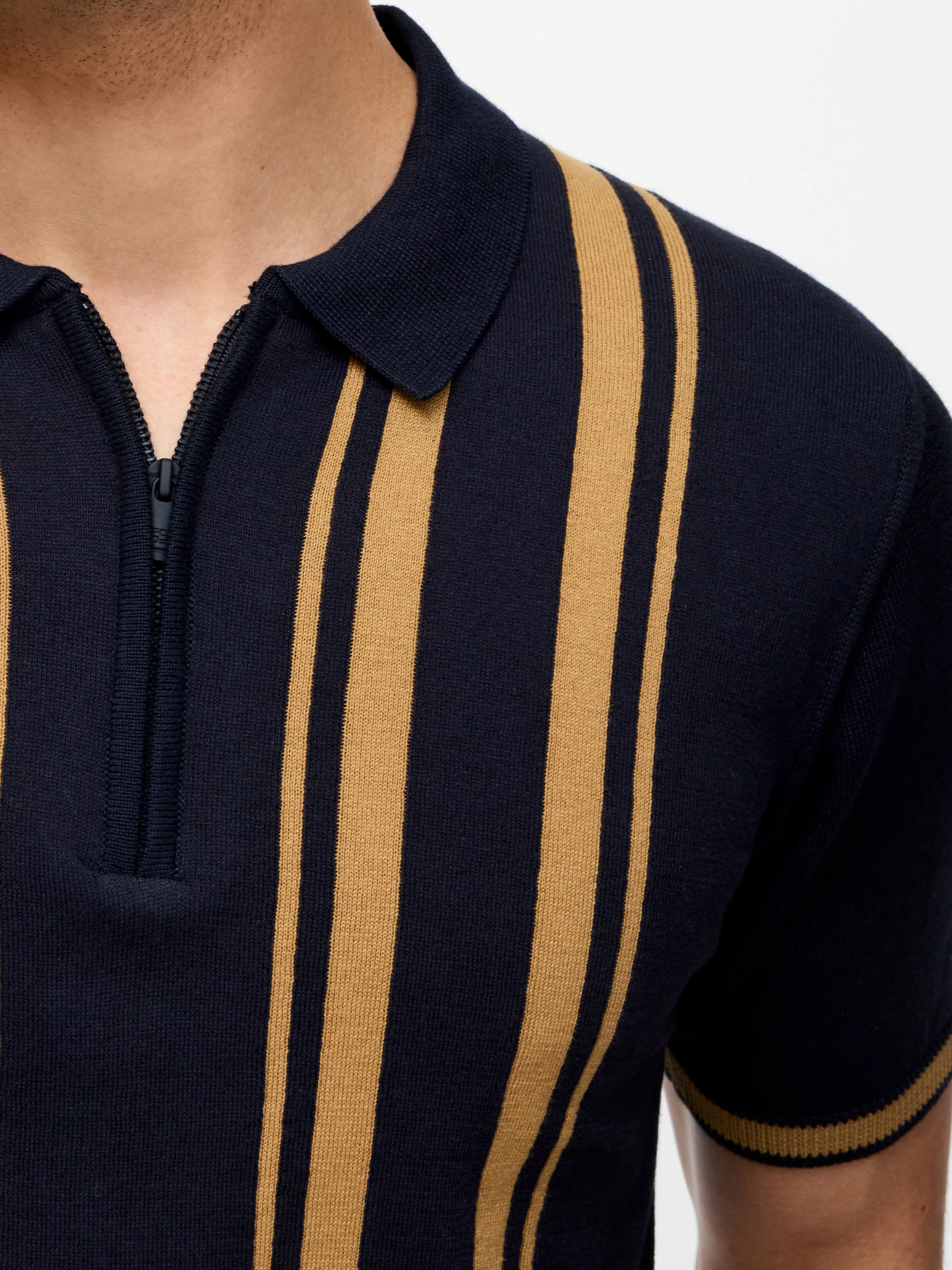 Colour Striped Zip Polo Shirt - Image 2