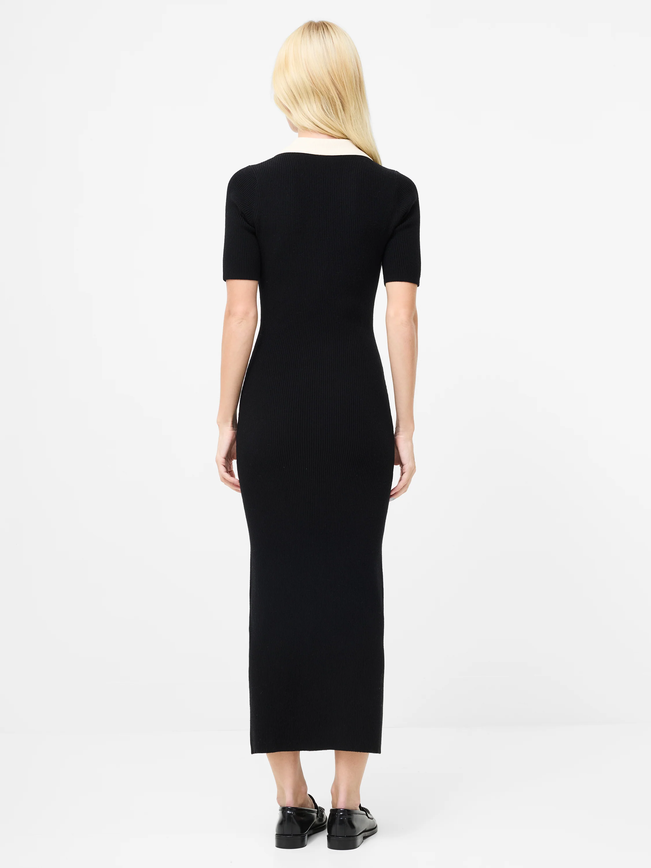 Cosysoft V Neck Collared Midi Knitted Dress - Image 5