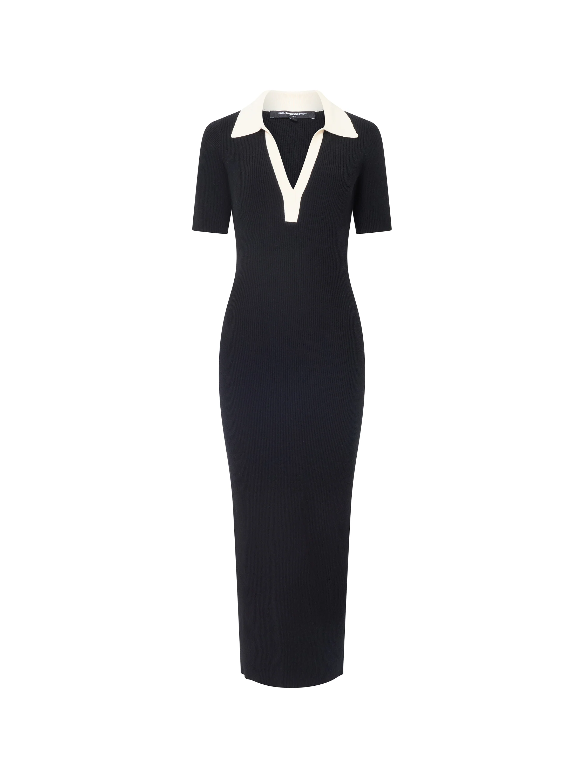 Cosysoft V Neck Collared Midi Knitted Dress - Image 6