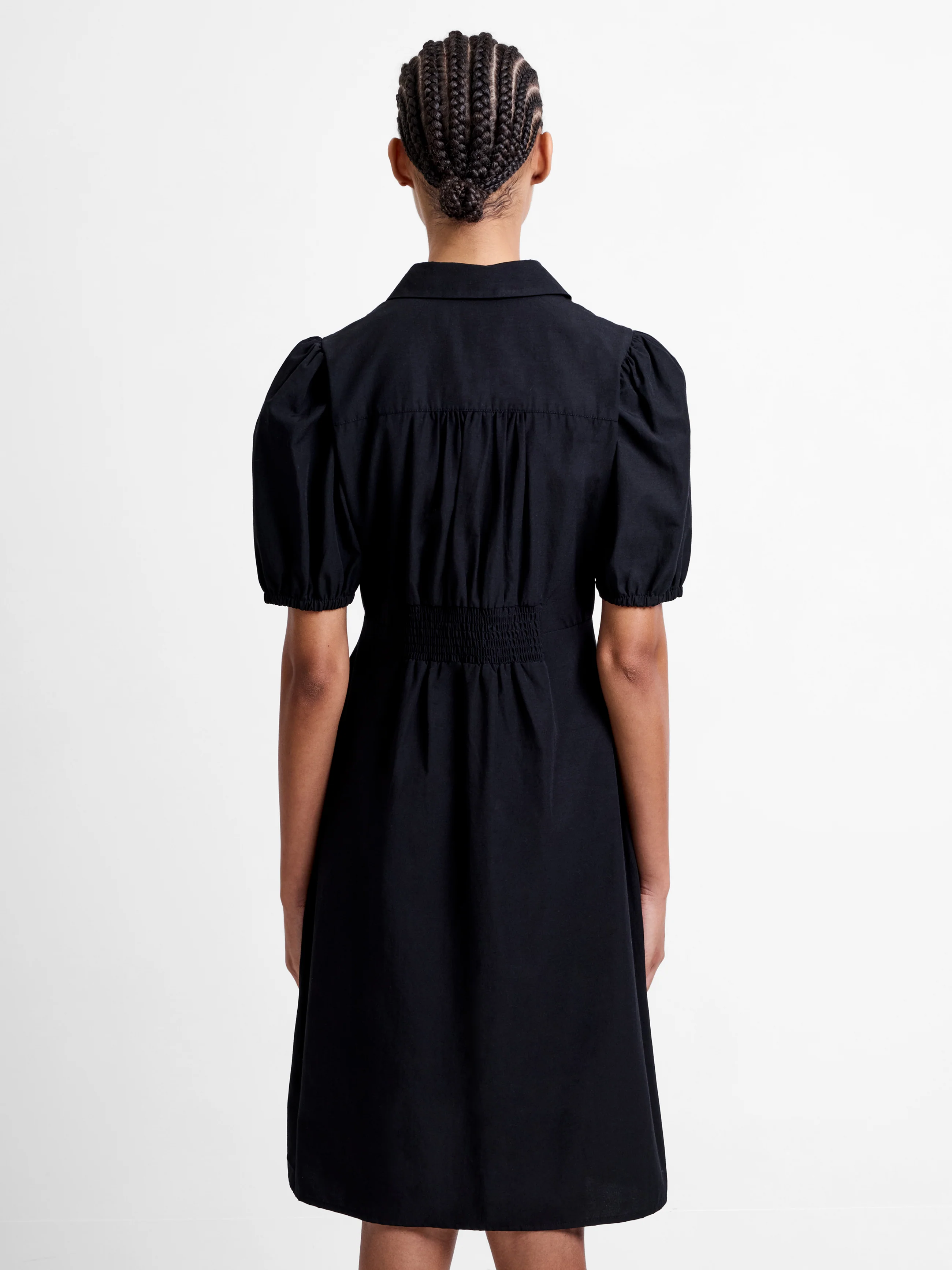 Cotton Poplin Puff Sleeve Button Up Dress - Image 4