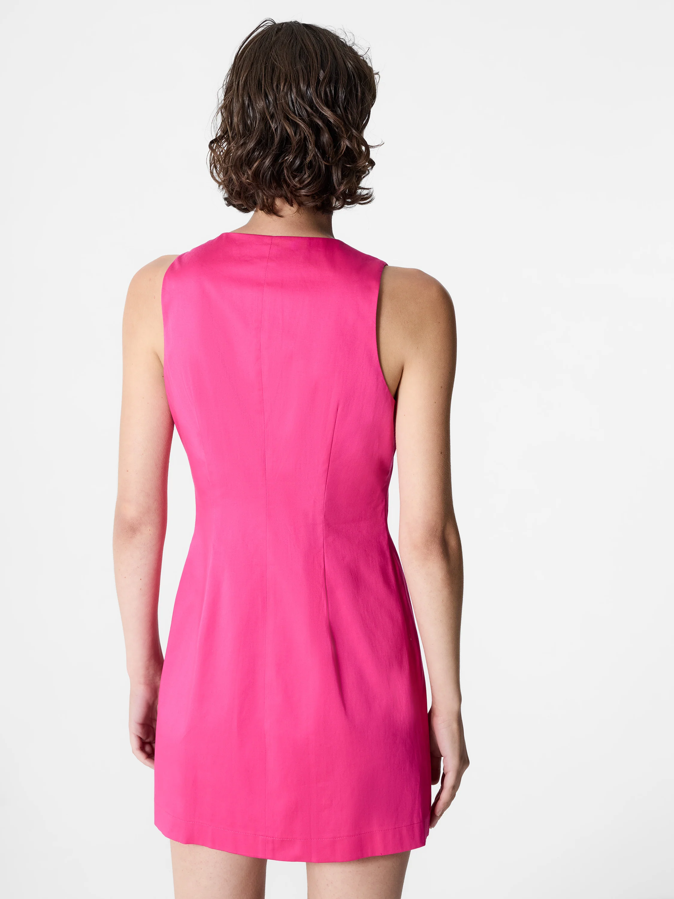 Cotton Sateen Round Neck Mini Dress - Image 3
