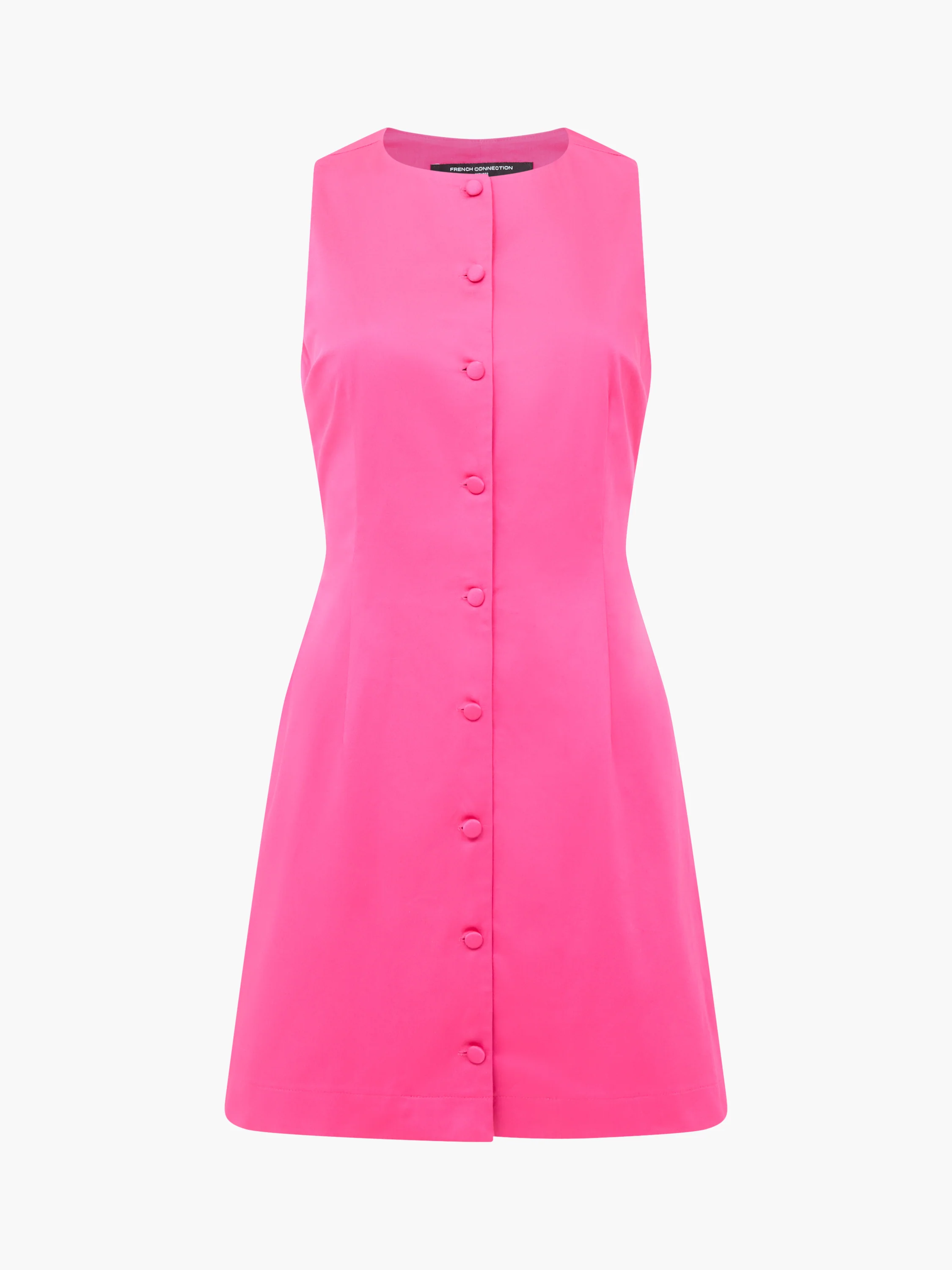 Cotton Sateen Round Neck Mini Dress - Image 4
