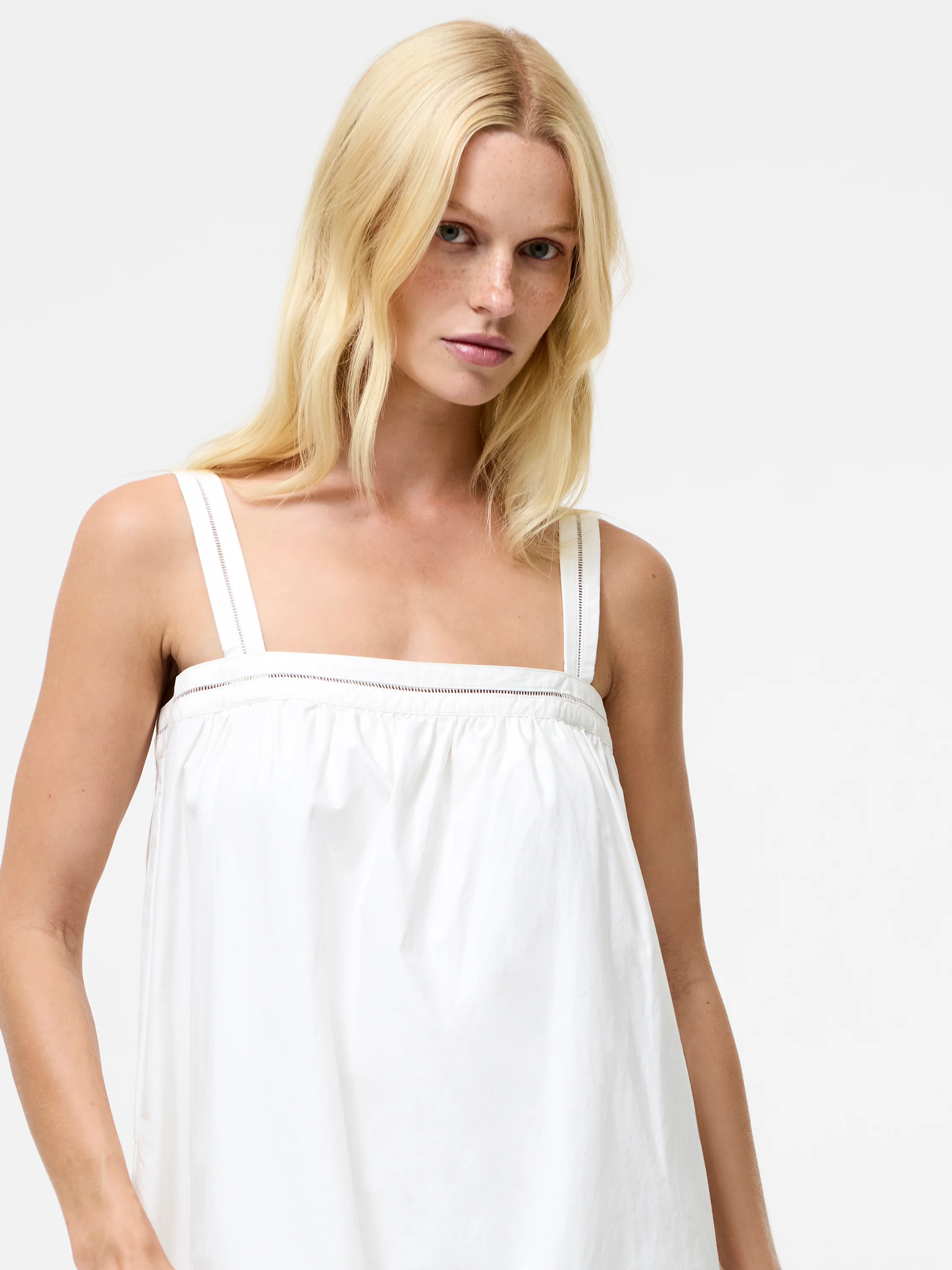 Cotton Square Neck Broderie Anglaise Midi Dress - Image 2
