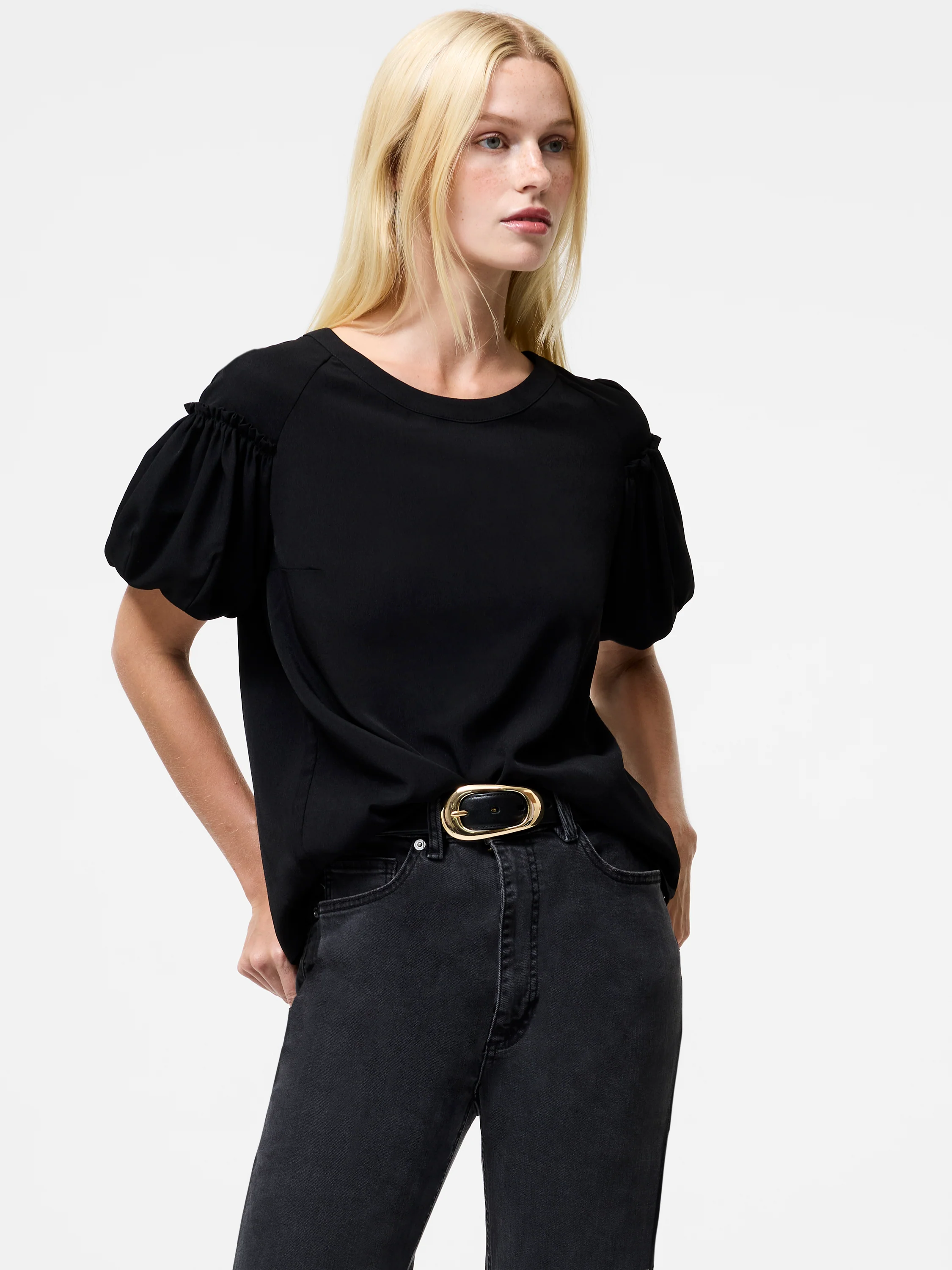 Crepe Light Puff Sleeve Top - Image 3