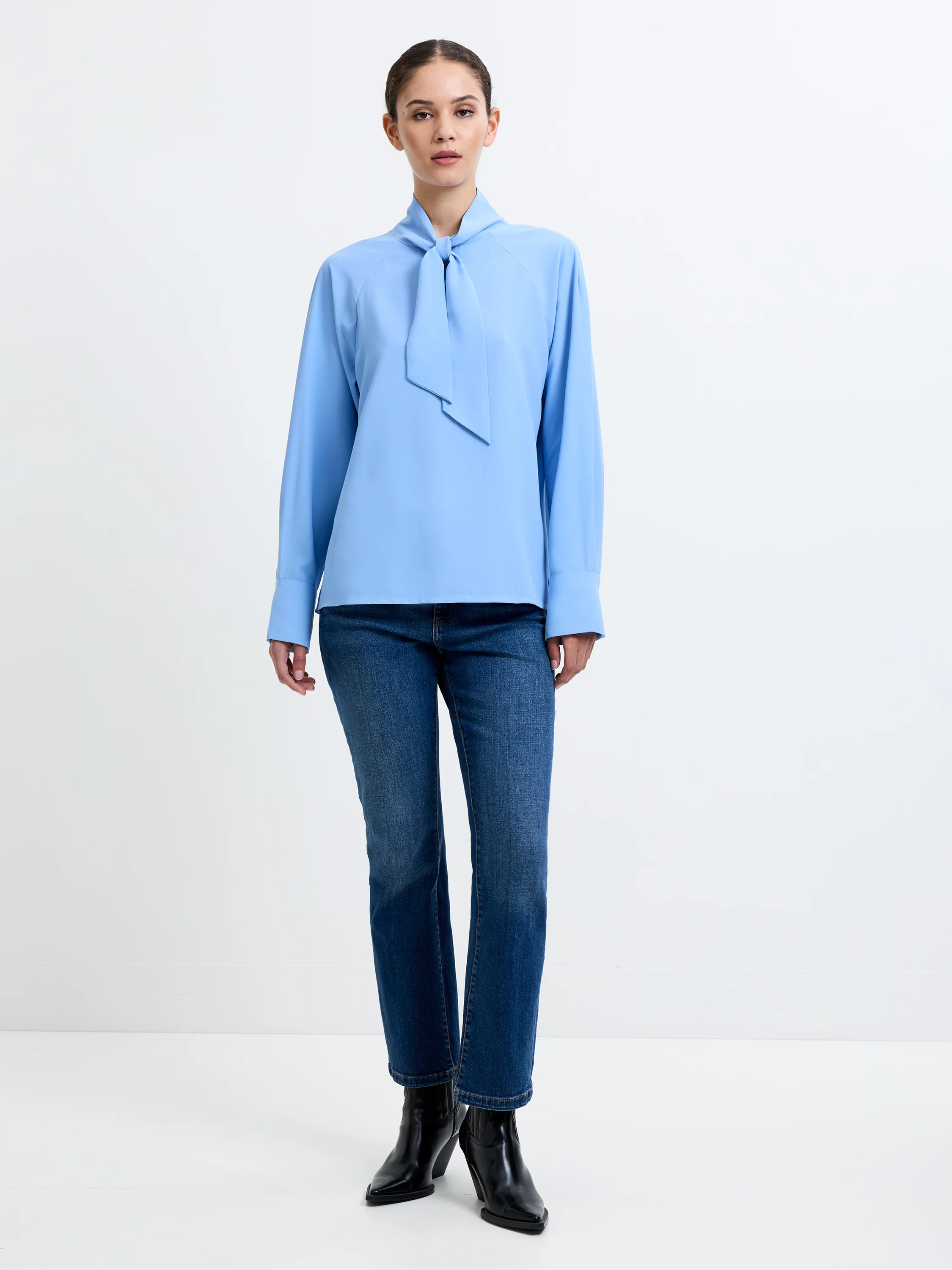 Crepe Tie Neck Blouse - Image 2