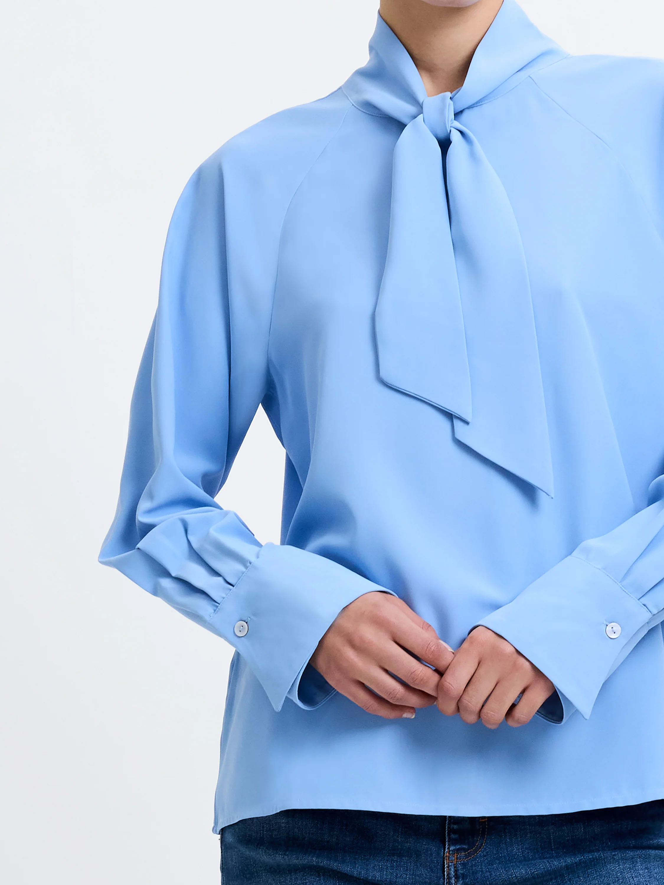 Crepe Tie Neck Blouse - Image 3