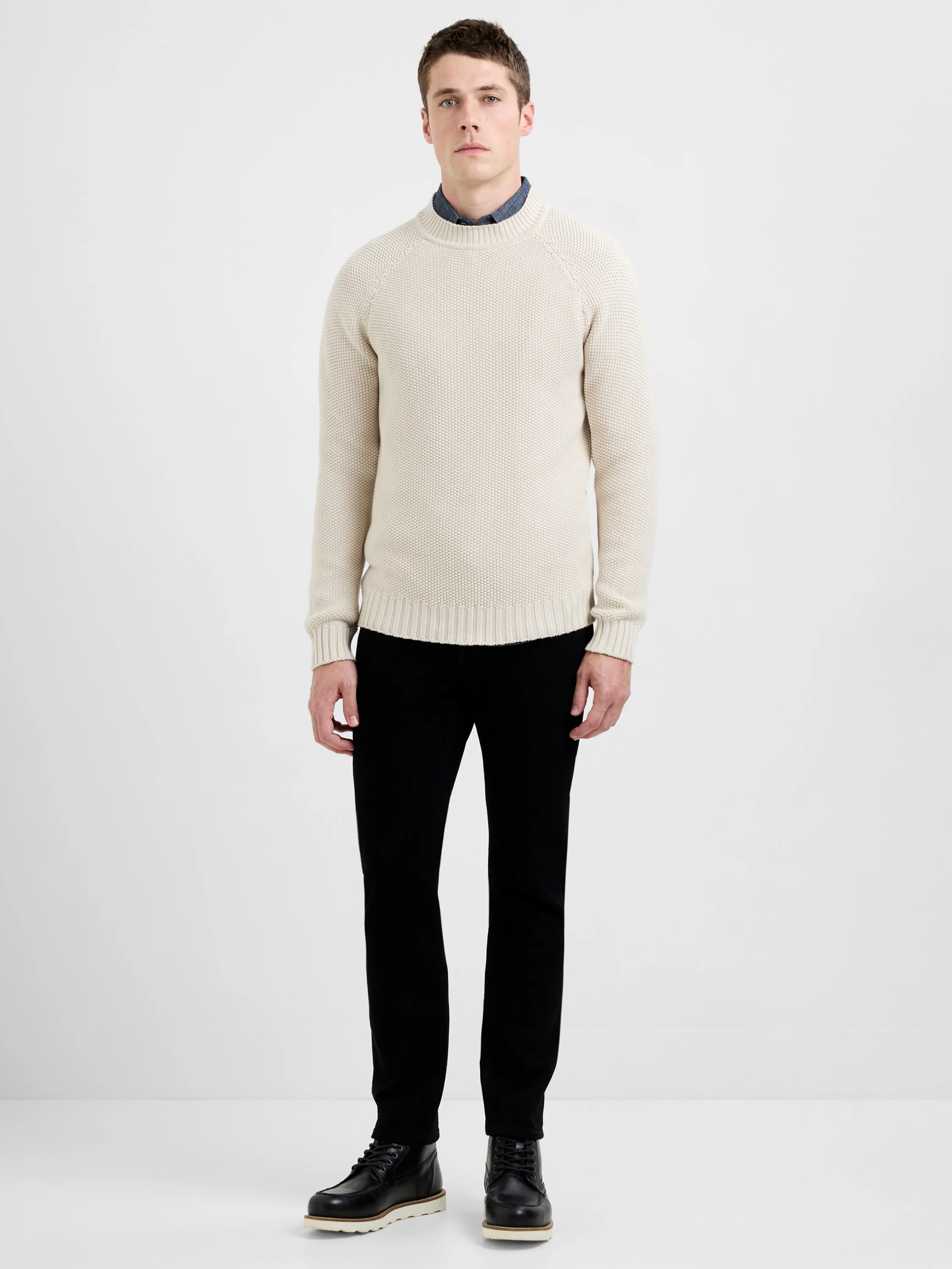 Crew Neck Purl Stitch Jumper - Image 2