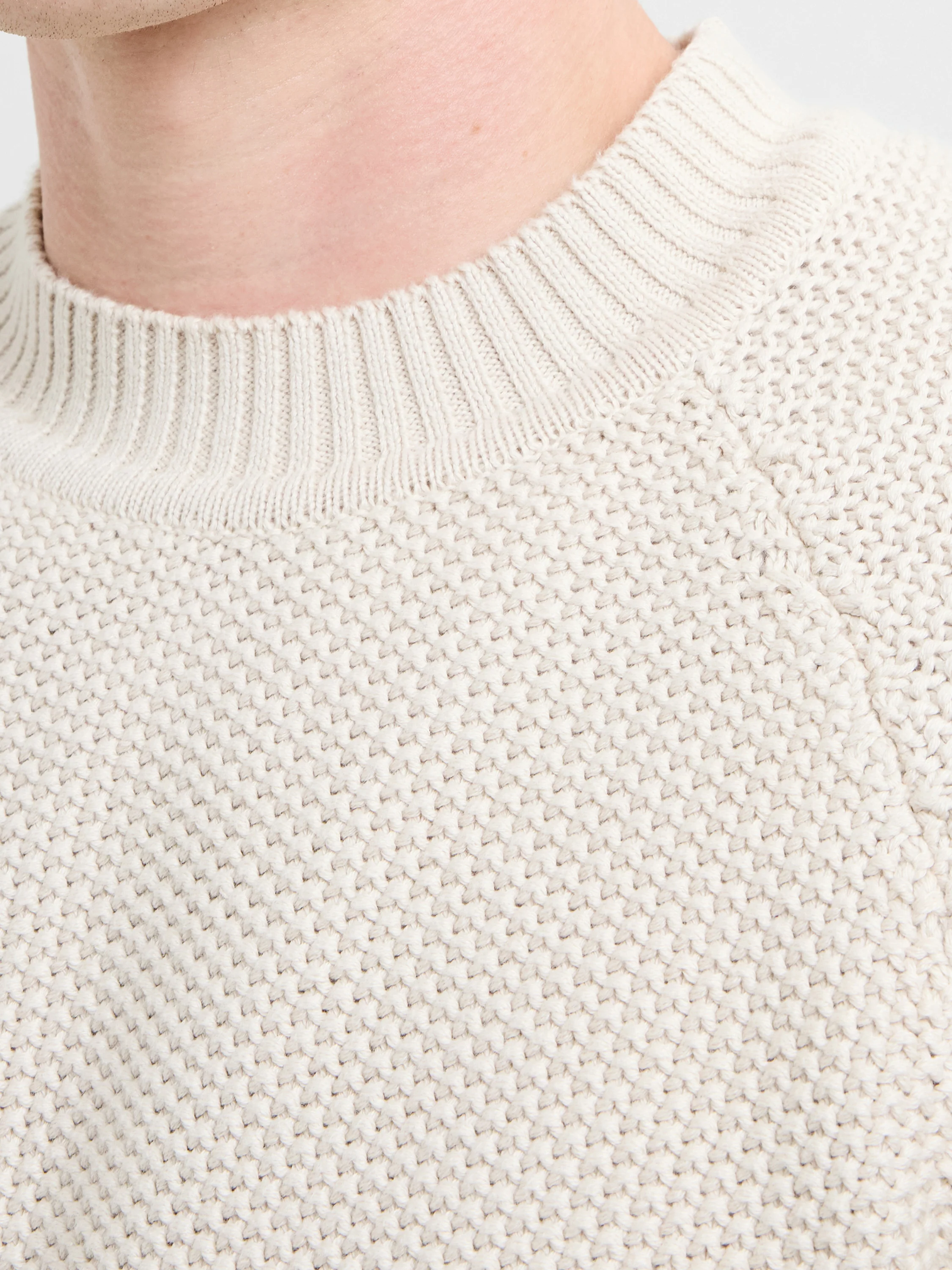 Crew Neck Purl Stitch Jumper - Image 3