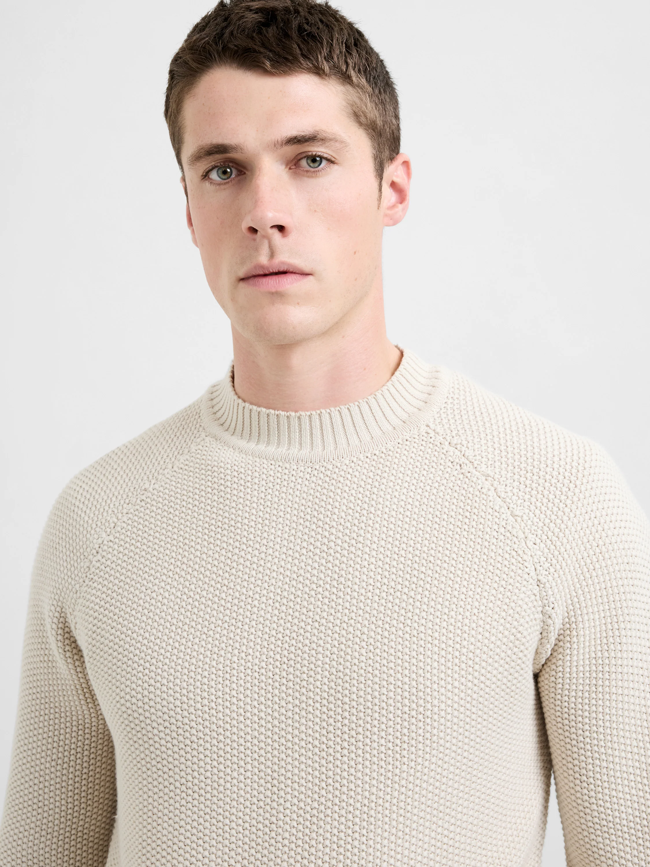 Crew Neck Purl Stitch Jumper - Image 4