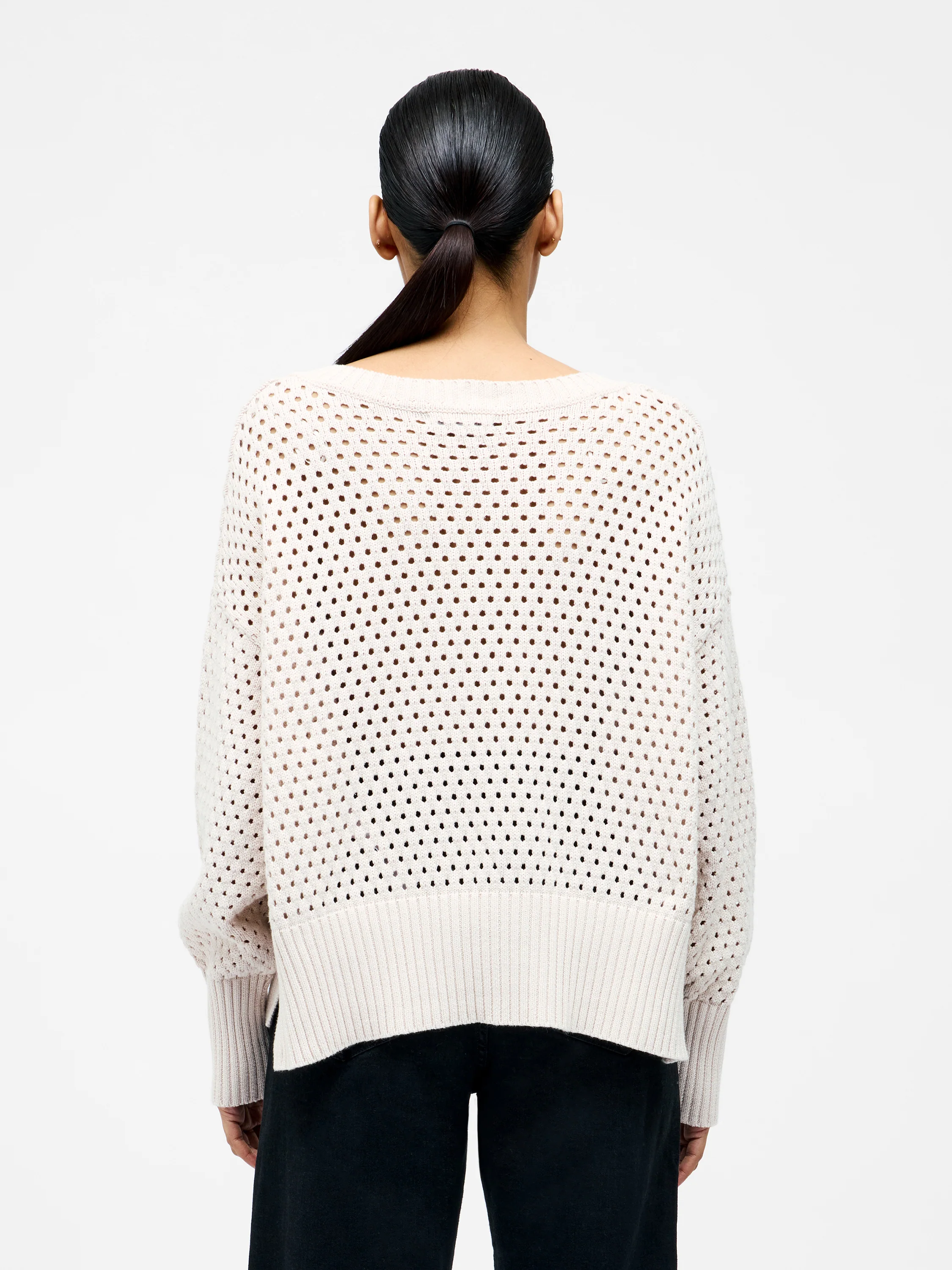 Crochet Knit V Neck Sweater - Image 5
